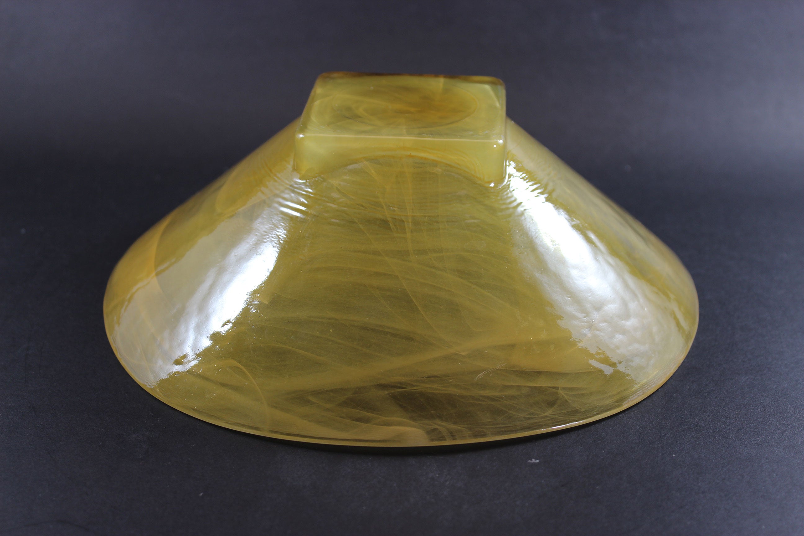 Art Glass Bowls, Yellow with White Swirls