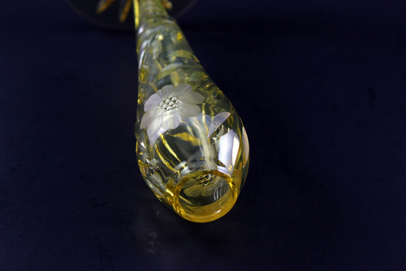 Rare Yellow Cut Glass Bud Vase ABP McKee