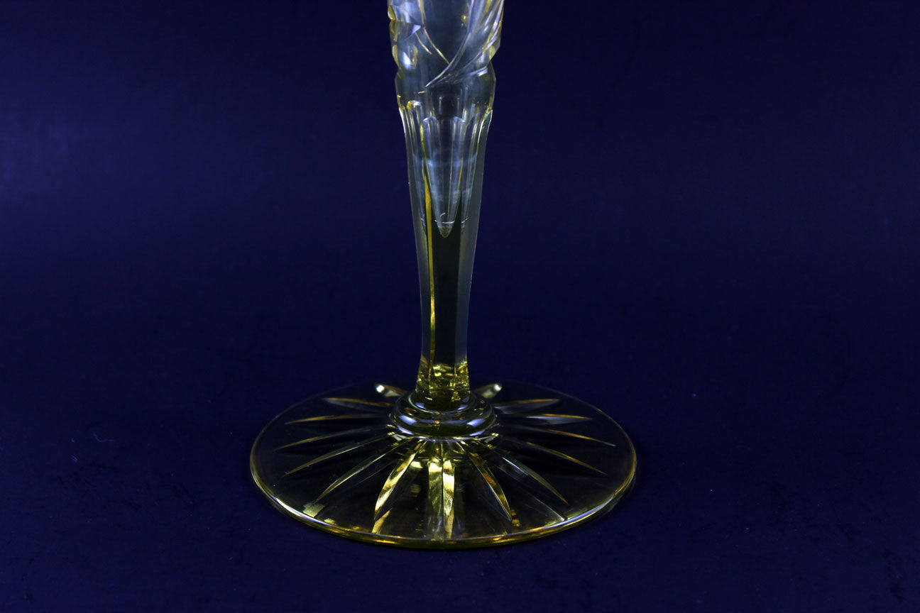 Rare Yellow Cut Glass Bud Vase ABP McKee
