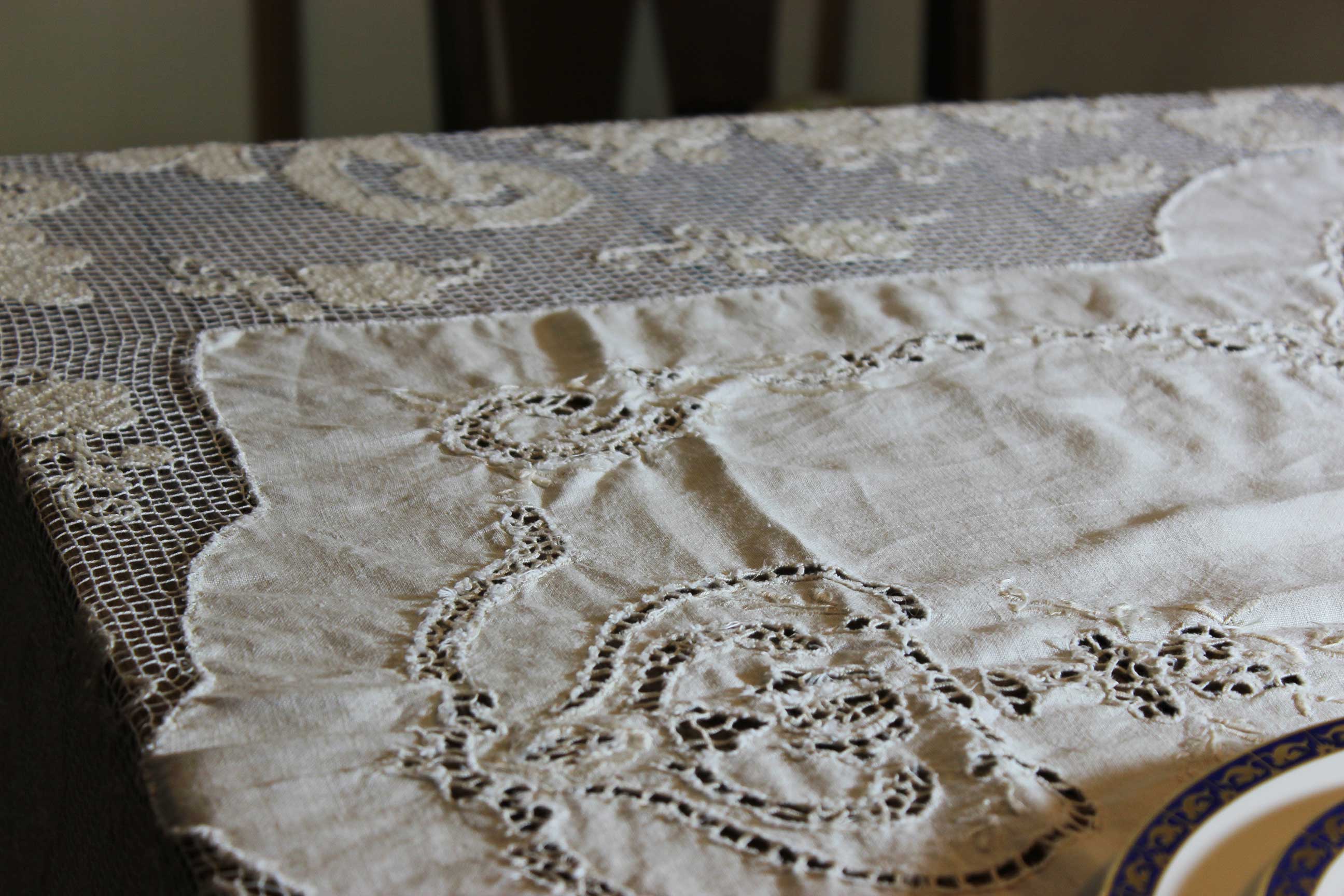 Antique Linen and Lace Tablecloth