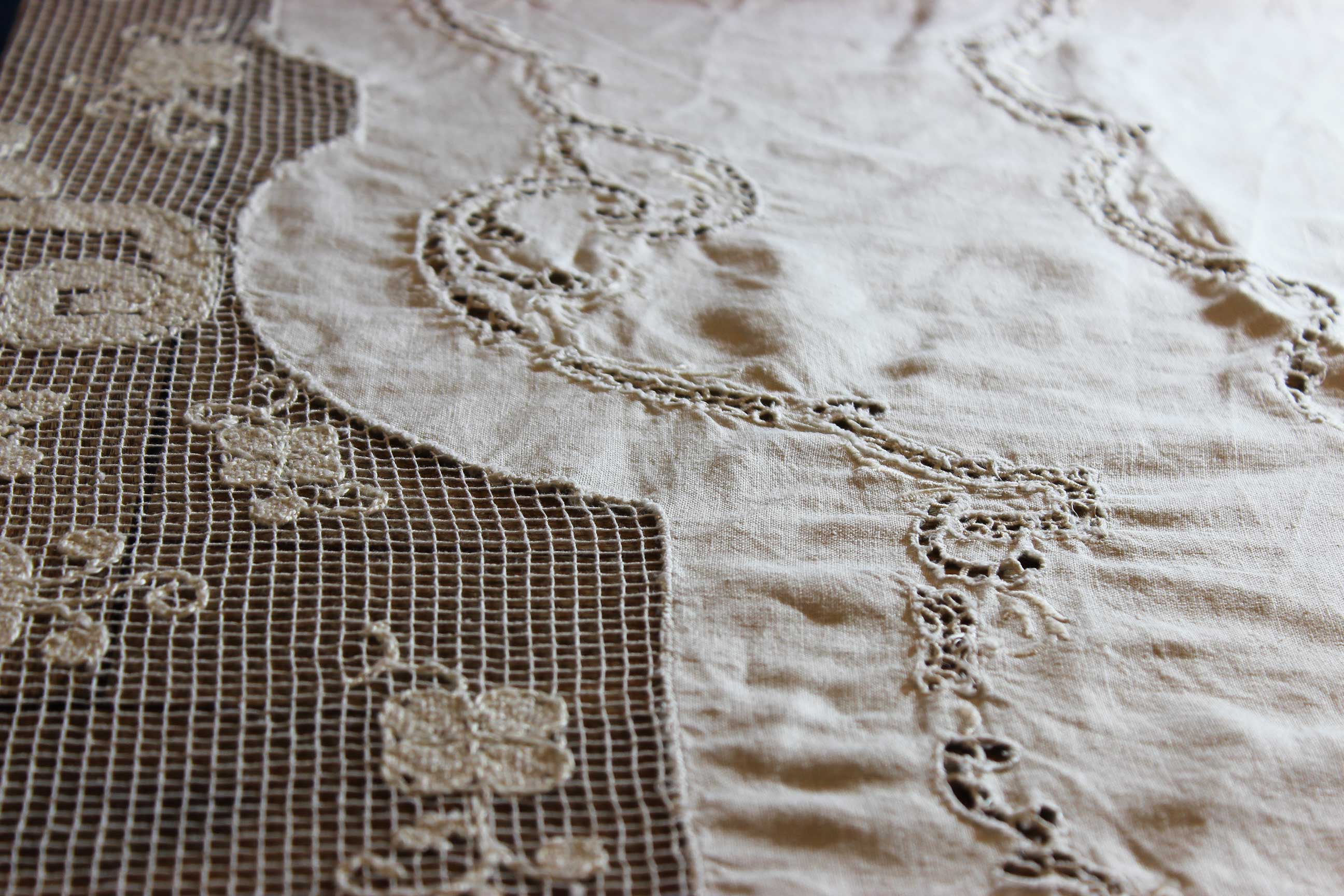 Antique Linen and Lace Tablecloth