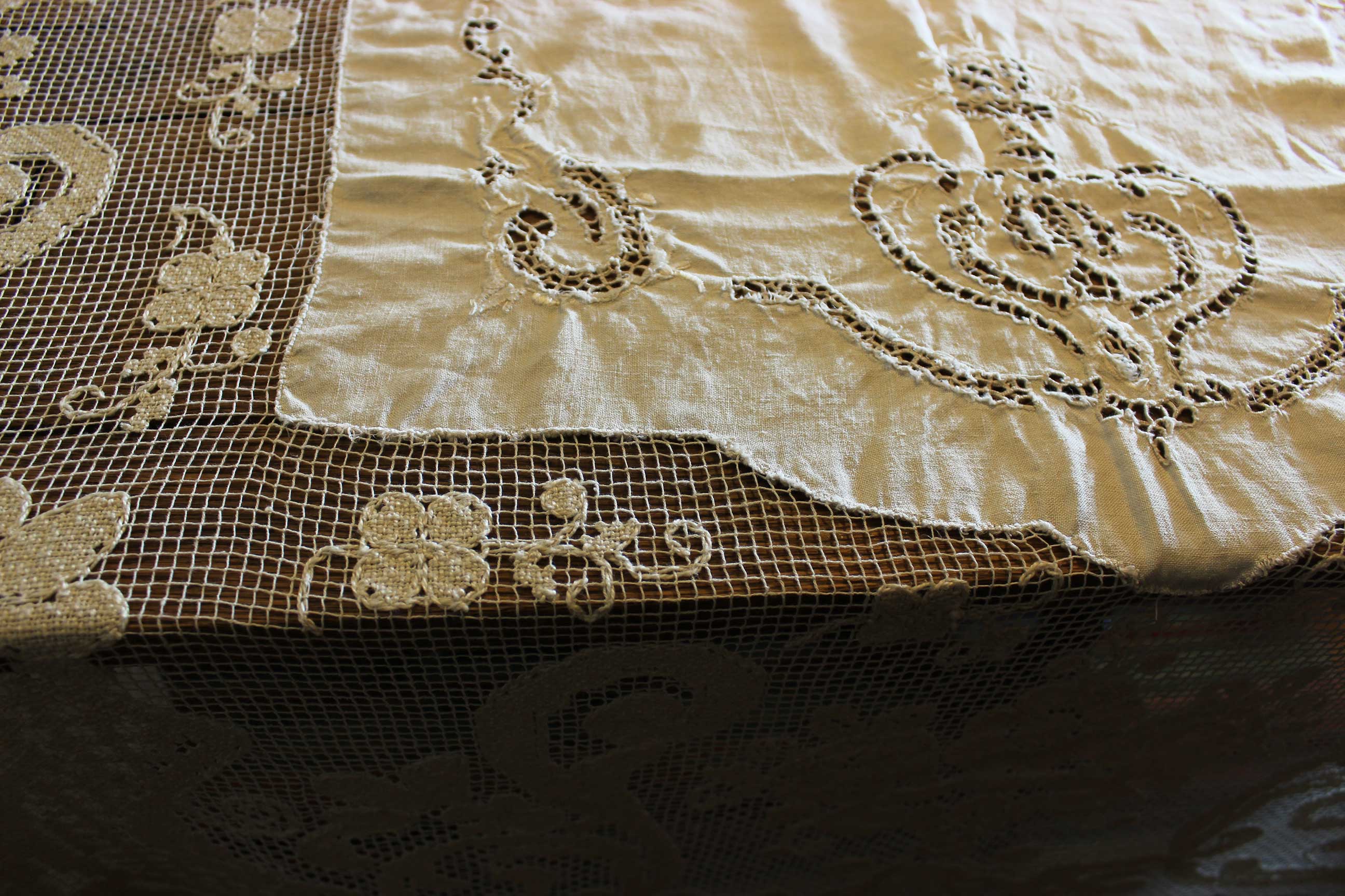 Antique Linen and Lace Tablecloth