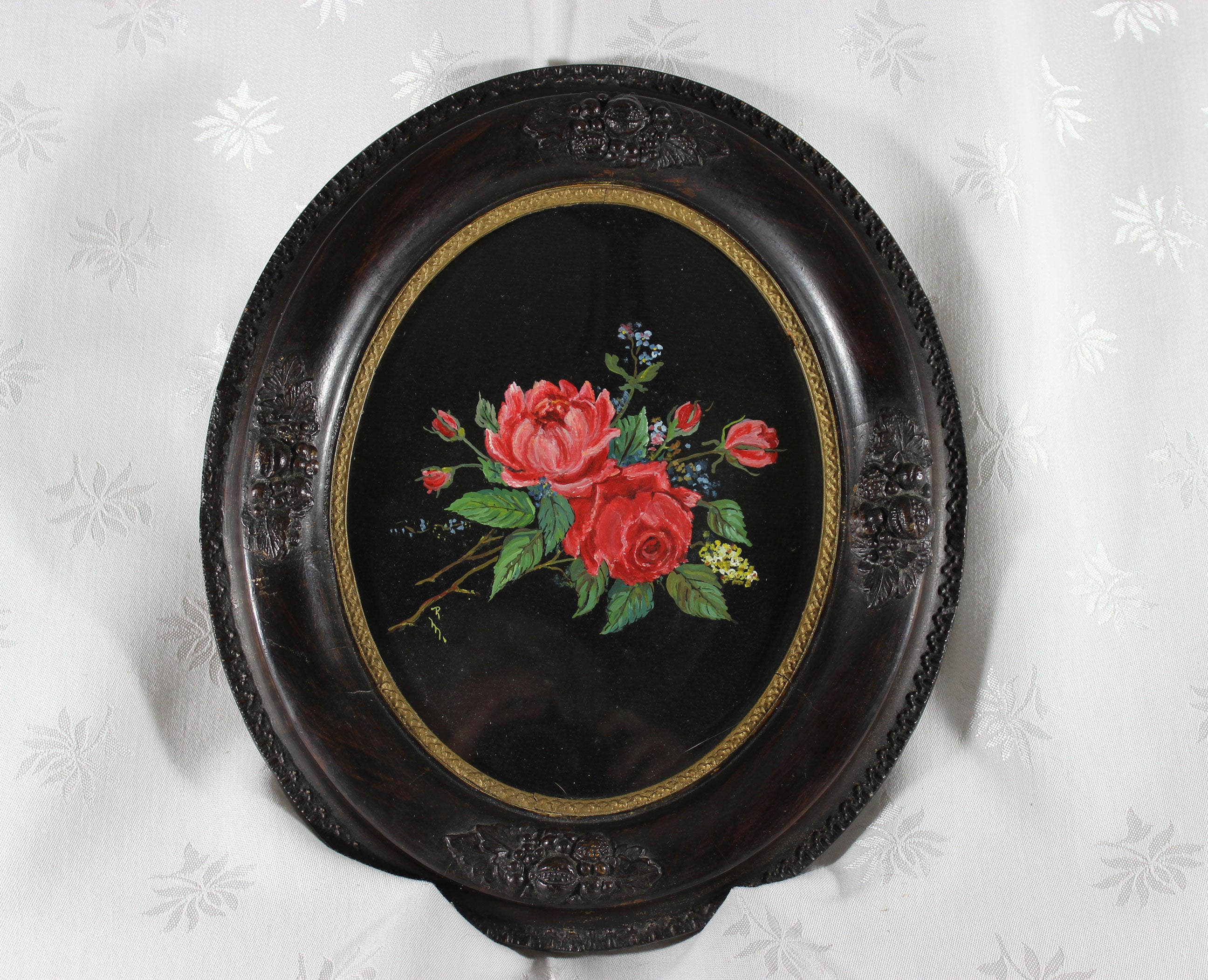 Antique Oval Wood Picture Frame