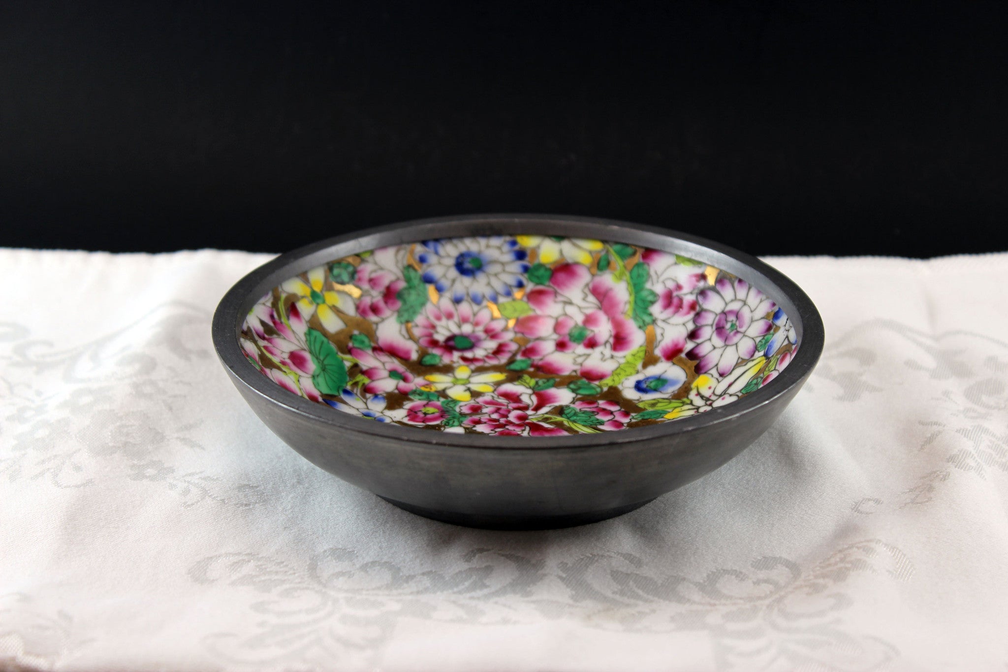 Japanese Porcelain Ware Pewter and Porcelain Bowl