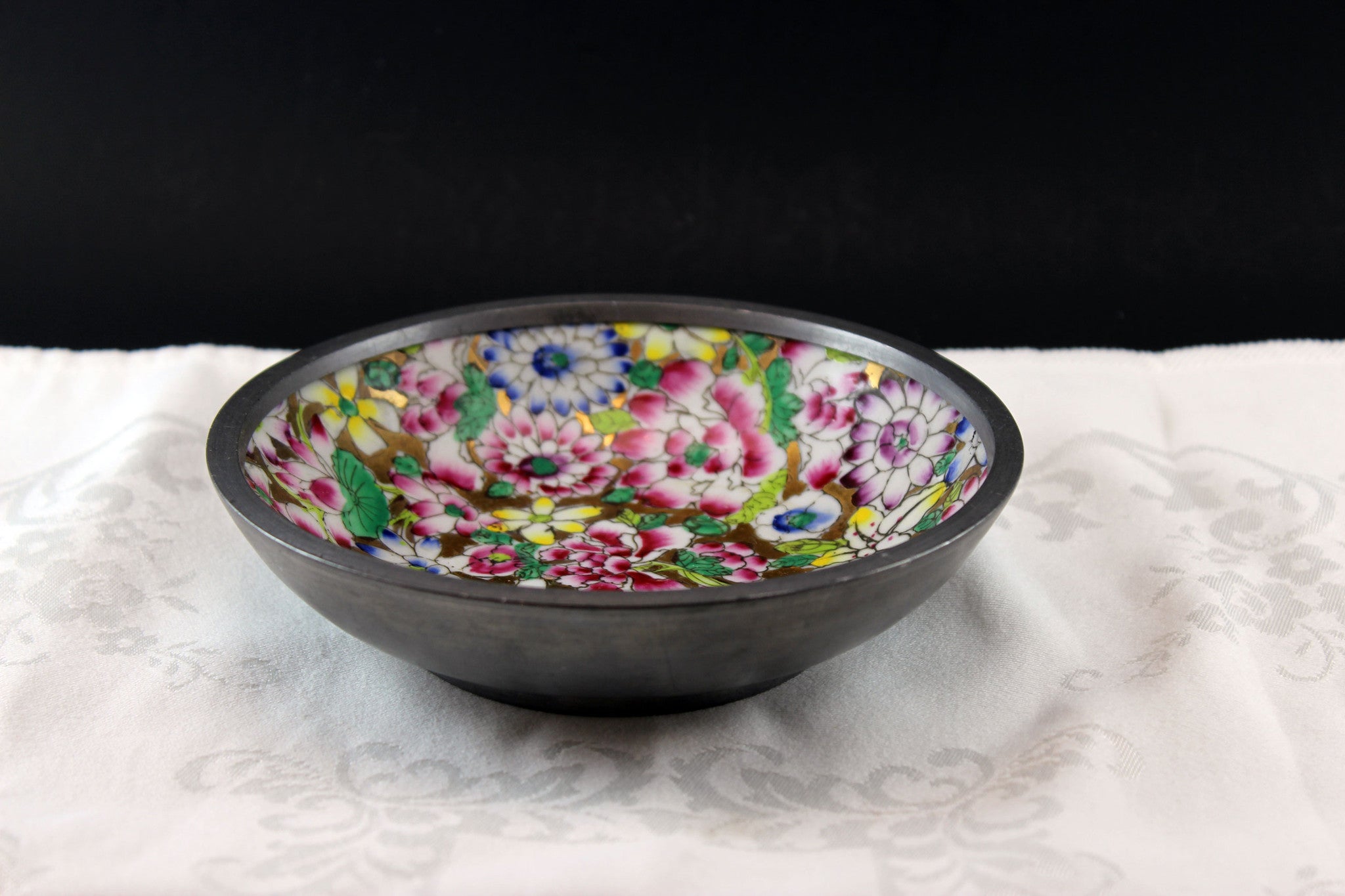 Japanese Porcelain Ware Pewter and Porcelain Bowl