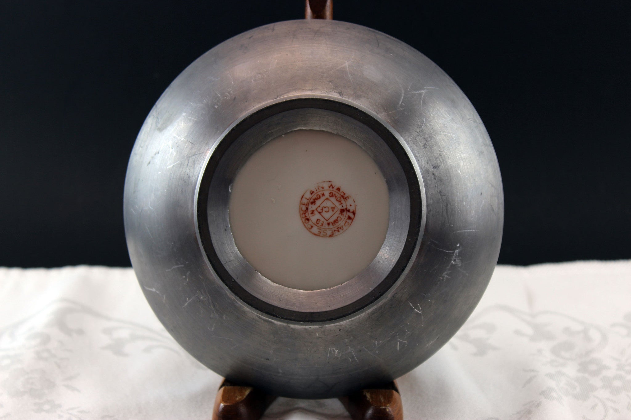 Japanese Porcelain Ware Pewter and Porcelain Bowl