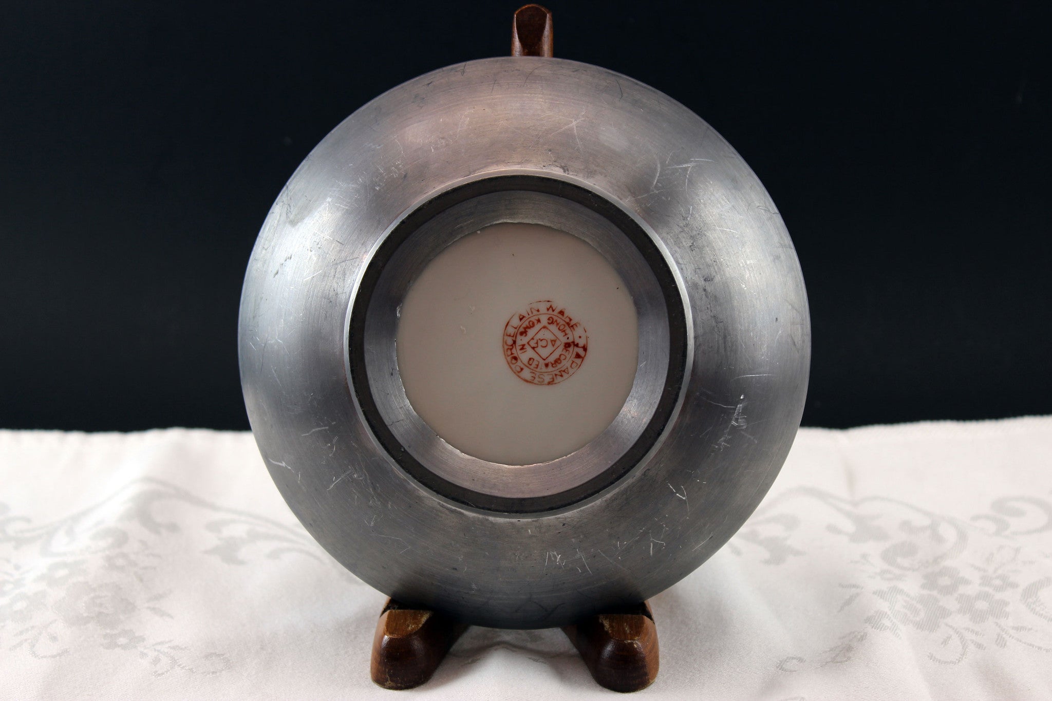 Japanese Porcelain Ware Pewter and Porcelain Bowl