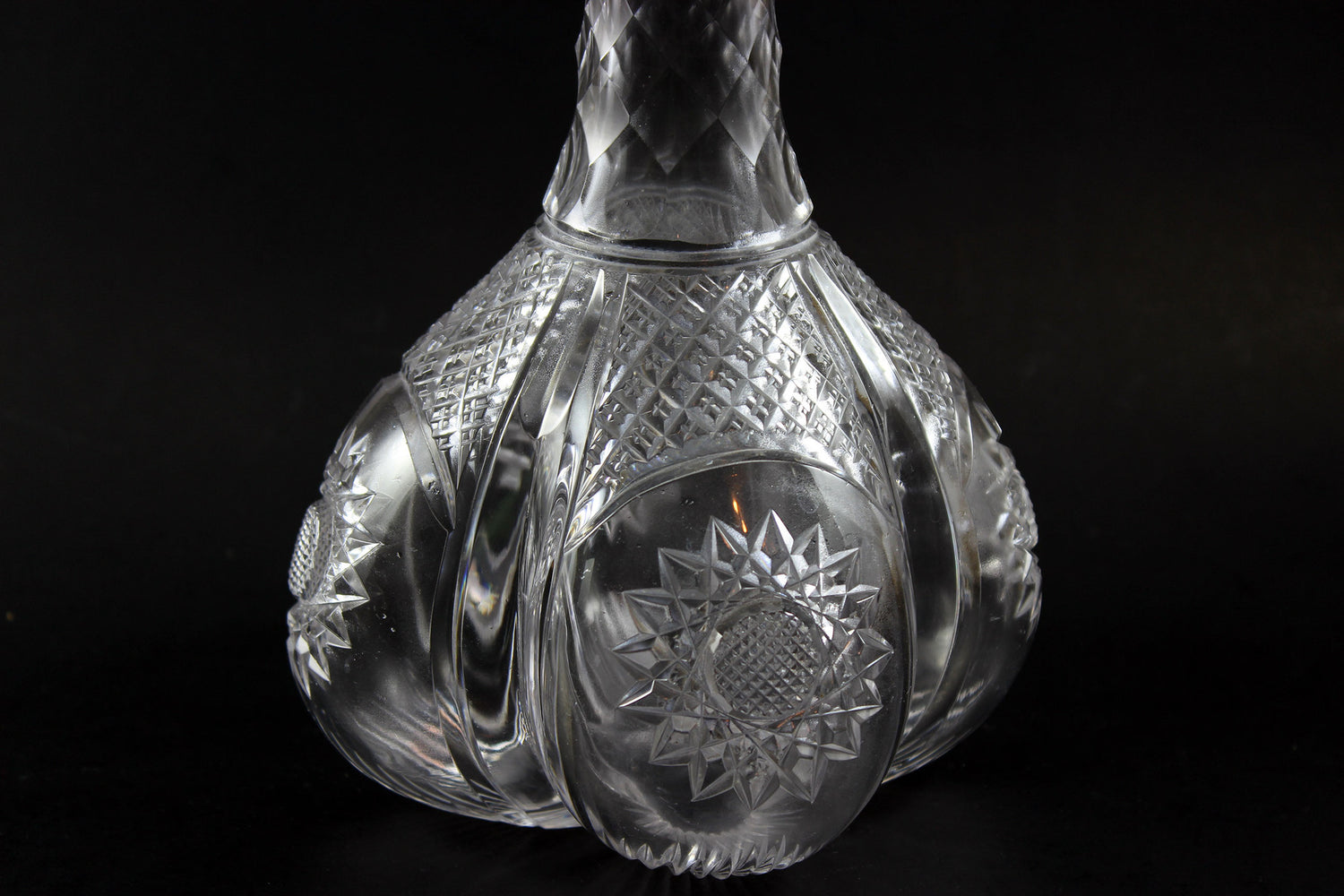 Brilliant Cut Glass Decanter with Sterling Collar