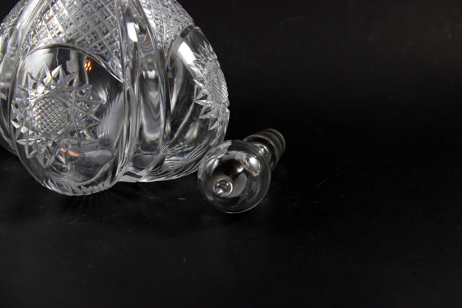 Brilliant Cut Glass Decanter with Sterling Collar