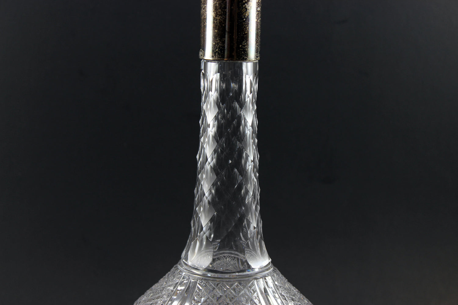 Brilliant Cut Glass Decanter with Sterling Collar