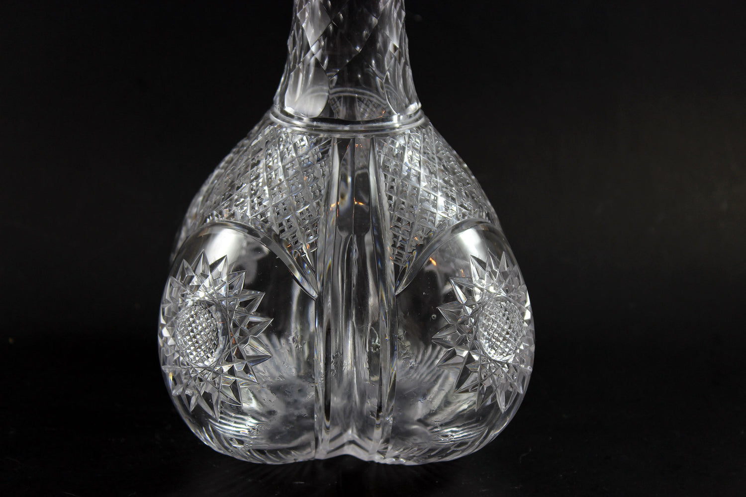 Brilliant Cut Glass Decanter with Sterling Collar