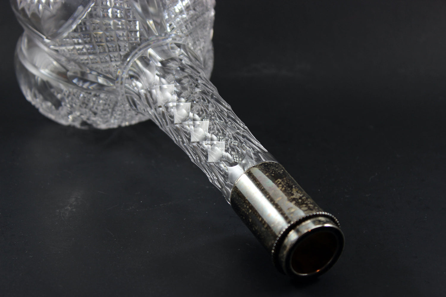 Brilliant Cut Glass Decanter with Sterling Collar