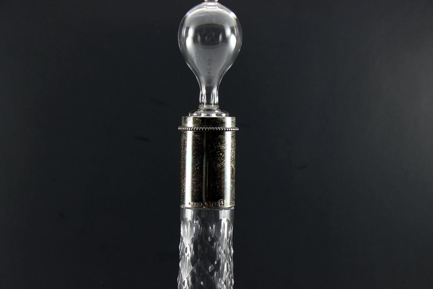 Brilliant Cut Glass Decanter with Sterling Collar