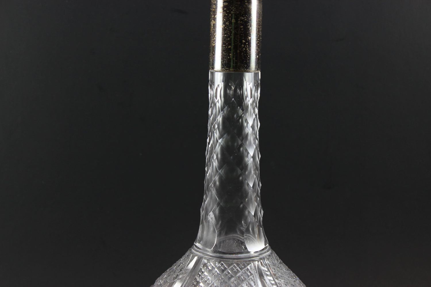 Brilliant Cut Glass Decanter with Sterling Collar
