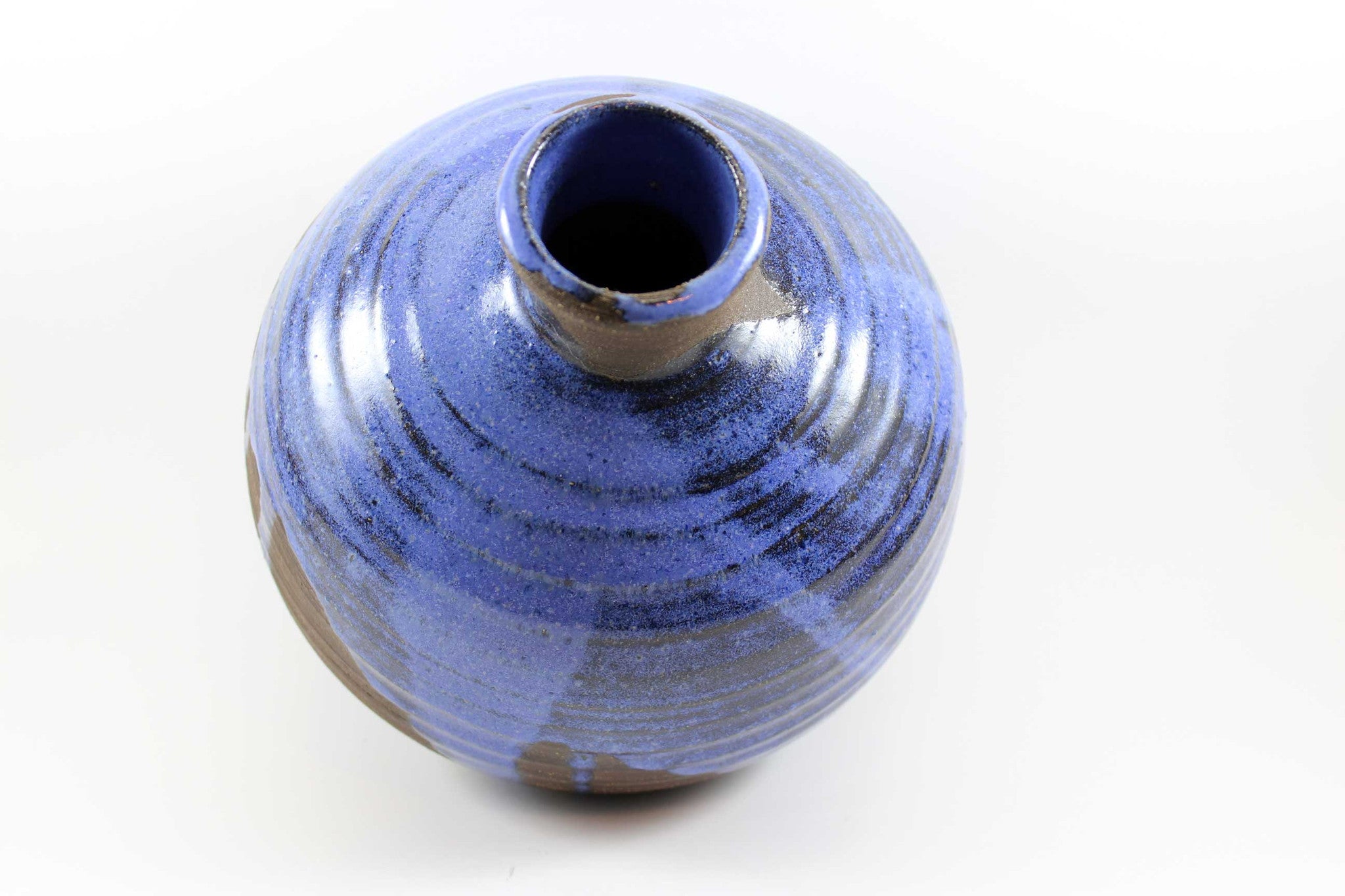 Dubois, Belgium Stoneware Vase, Blue on Black Stoneware