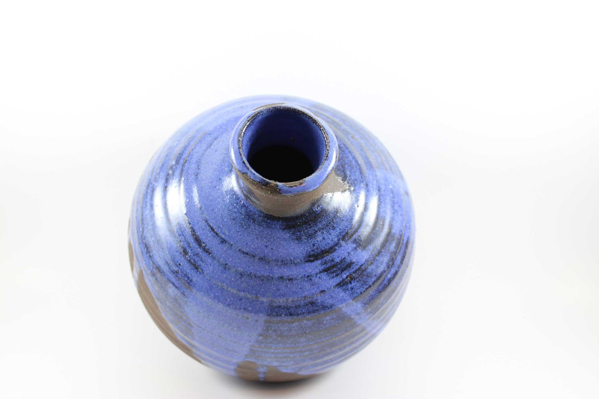 Dubois, Belgium Stoneware Vase, Blue on Black Stoneware
