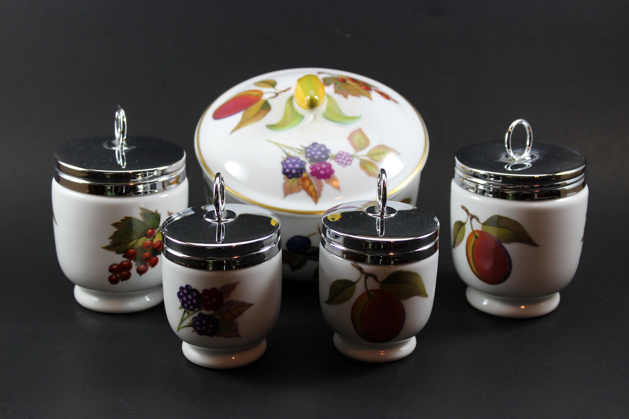 Royal Worcester Evesham Covered Dish & Egg Coddlers
