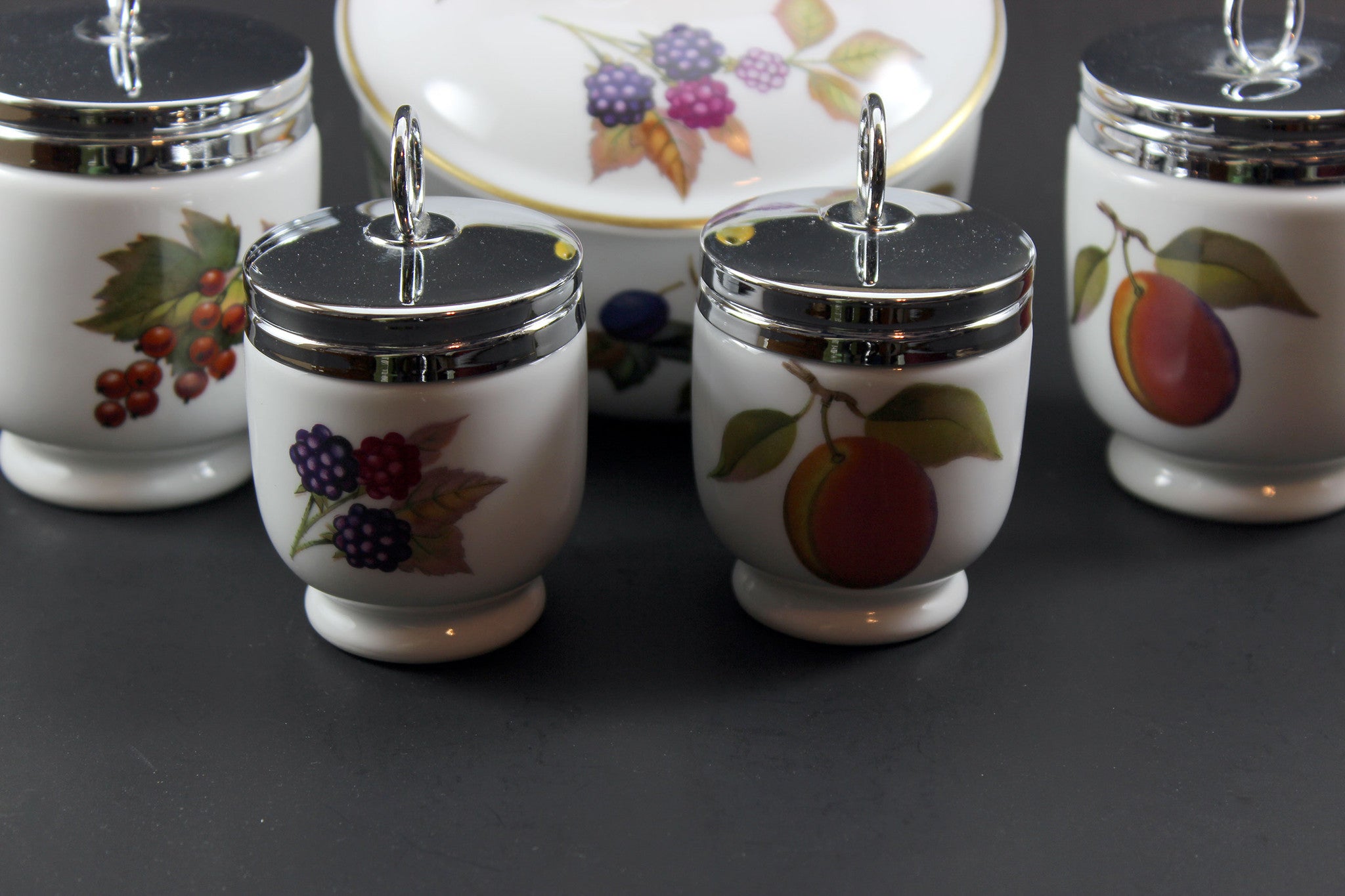 Royal Worcester Evesham Covered Dish & Egg Coddlers