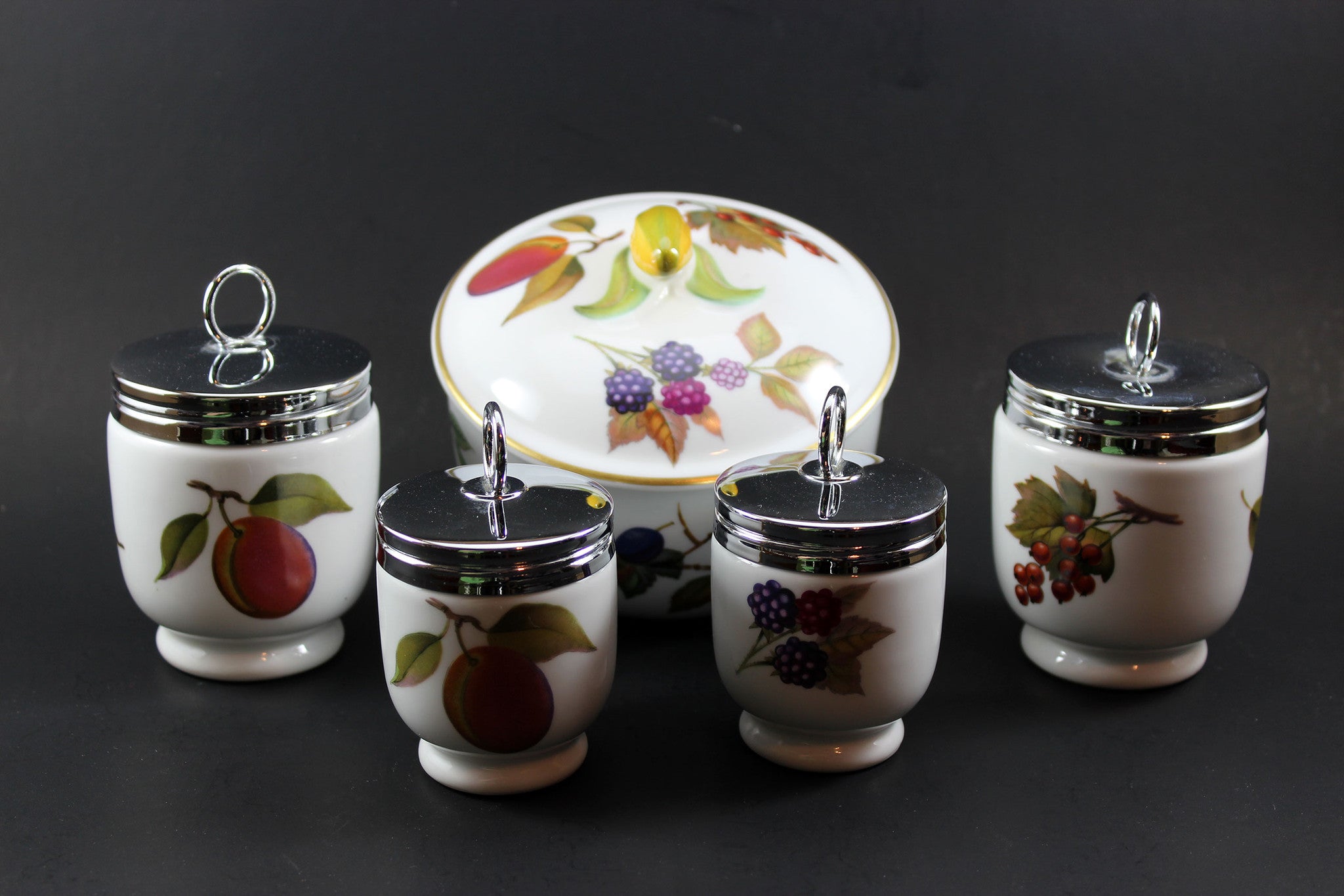 Royal Worcester Evesham Covered Dish & Egg Coddlers