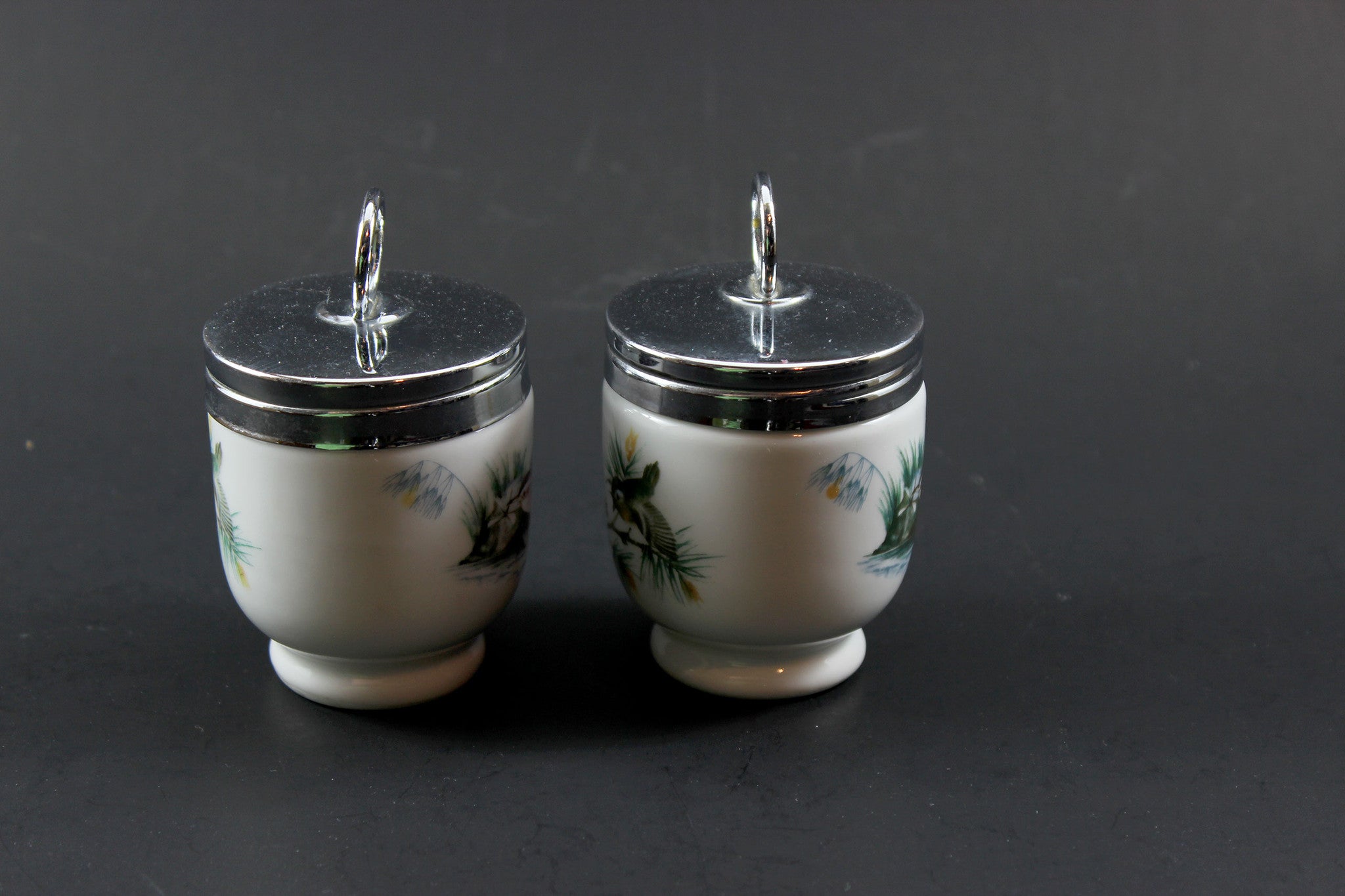 Royal Worcester Egg Coddlers, Wren and Finches Birds