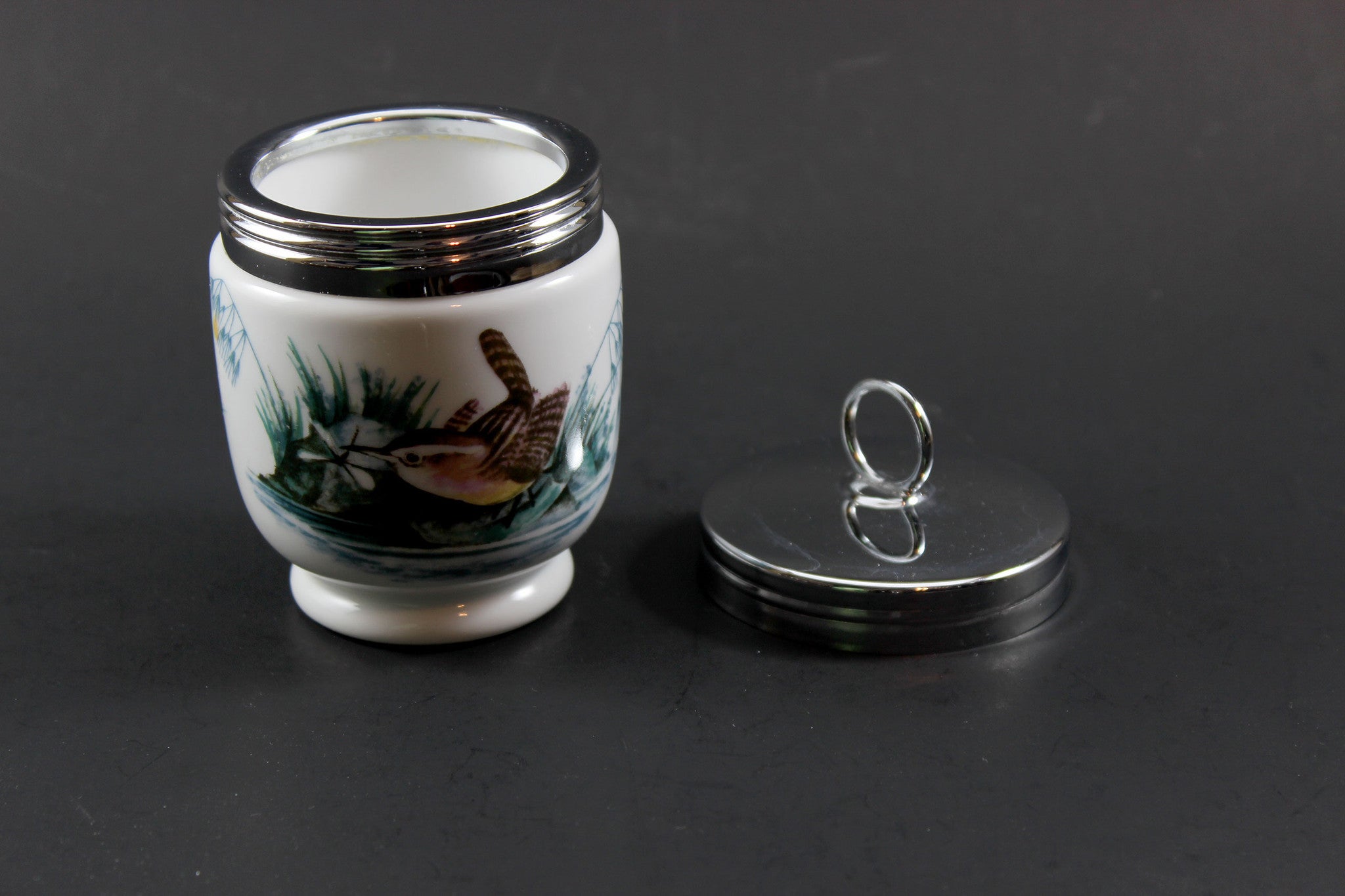 Royal Worcester Egg Coddlers, Wren and Finches Birds