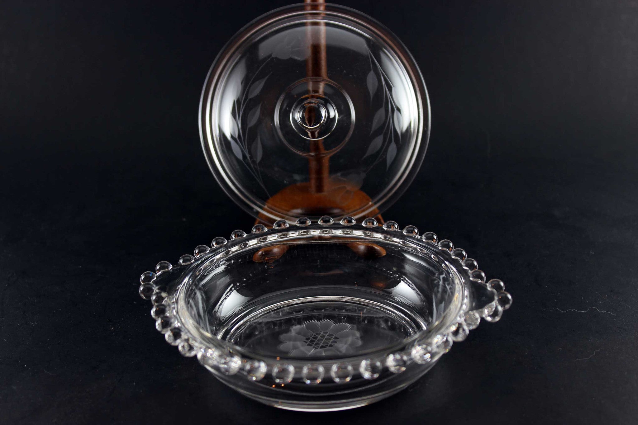 Hughes Corn Flower Candlewick Butter Dish