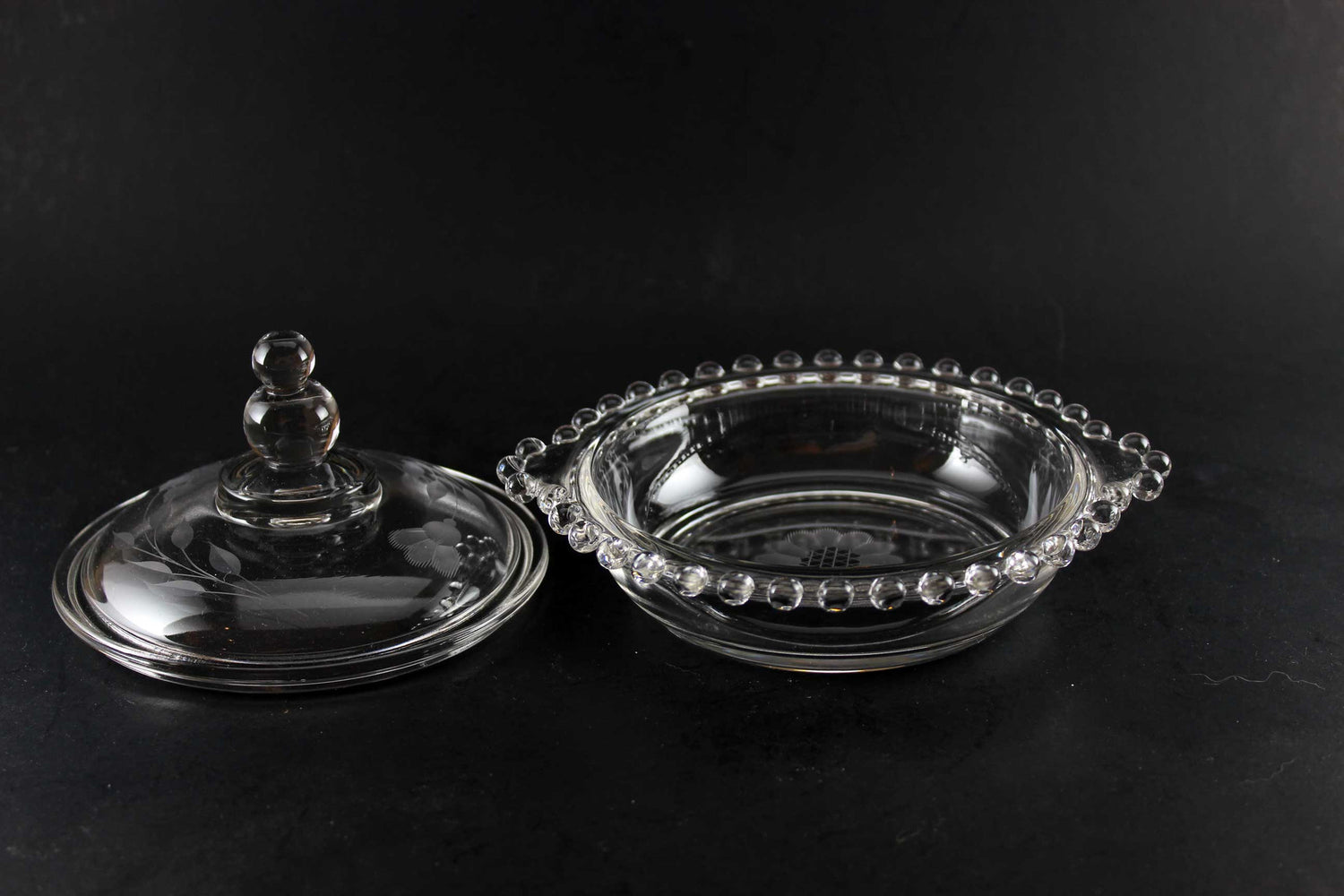Hughes Corn Flower Candlewick Butter Dish