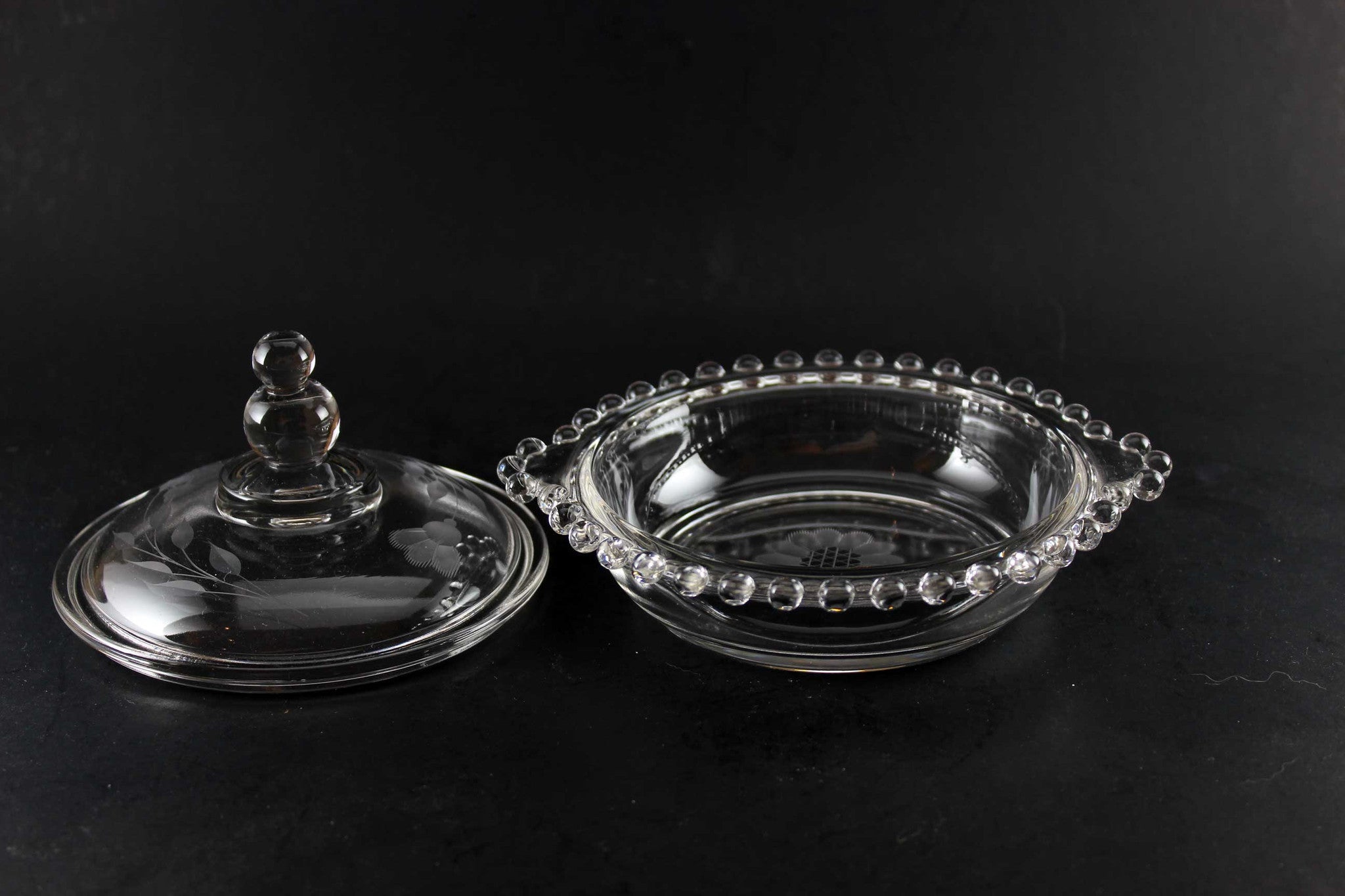 Hughes Corn Flower Candlewick Butter Dish