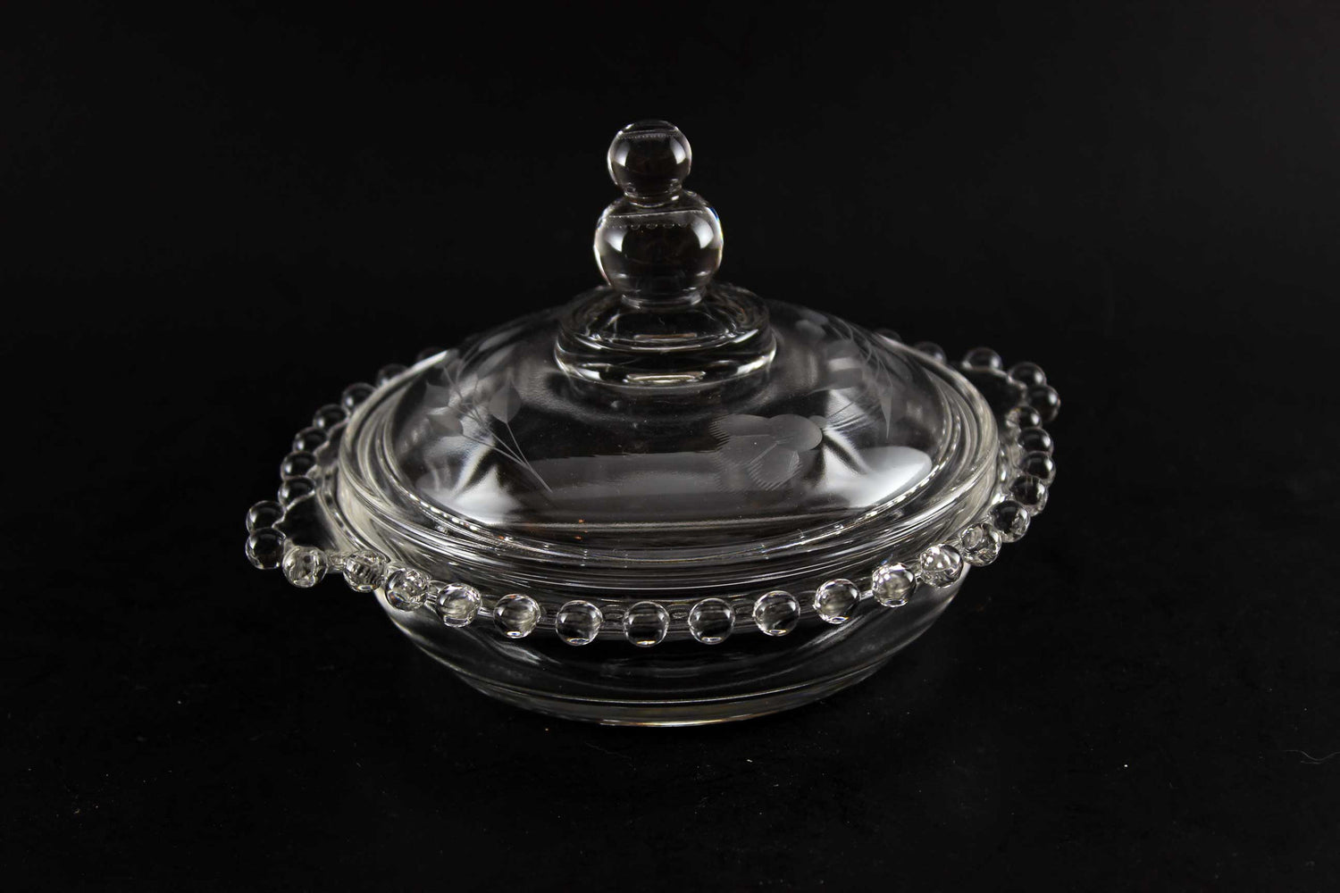 Hughes Corn Flower Candlewick Butter Dish