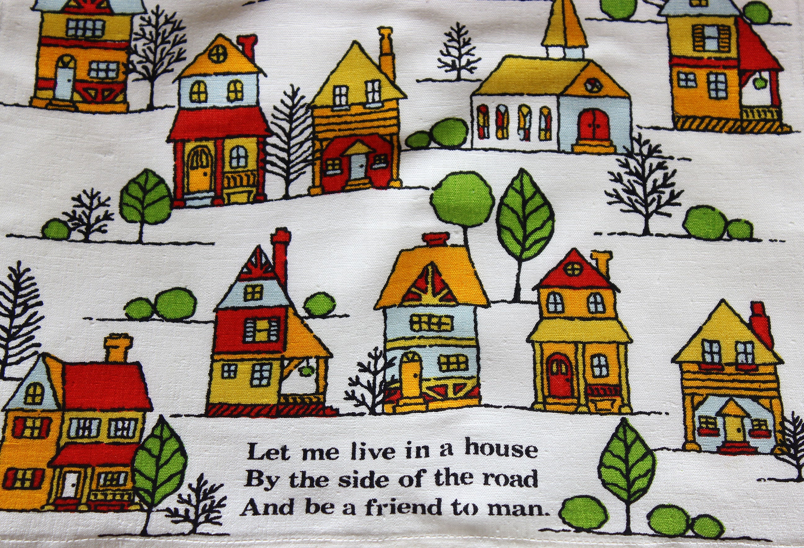 Cotton Tea Towel, Houses