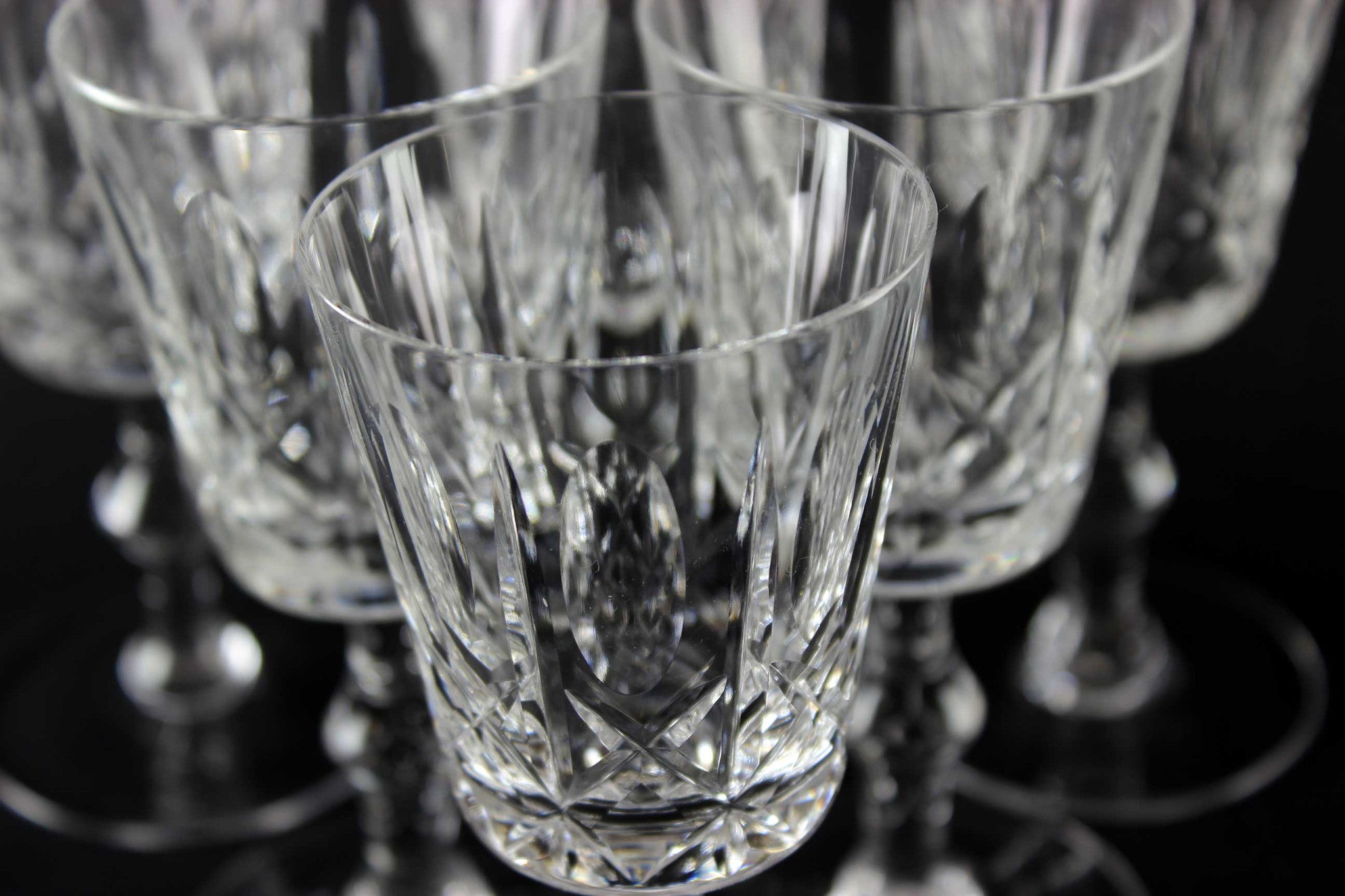 Cross and Olive Crystal Sherry/Port Glasses