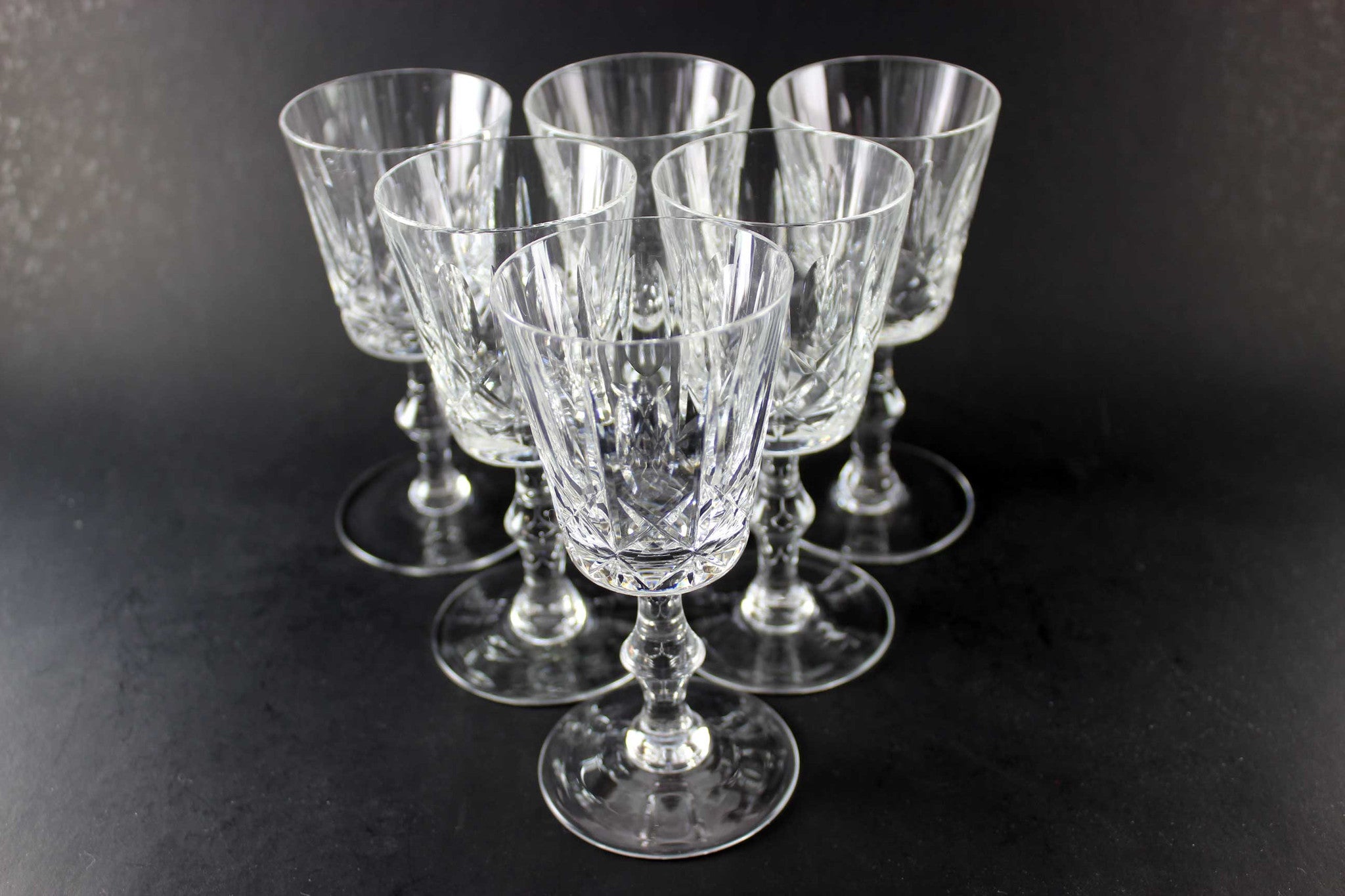 Cross and Olive Crystal Sherry/Port Glasses