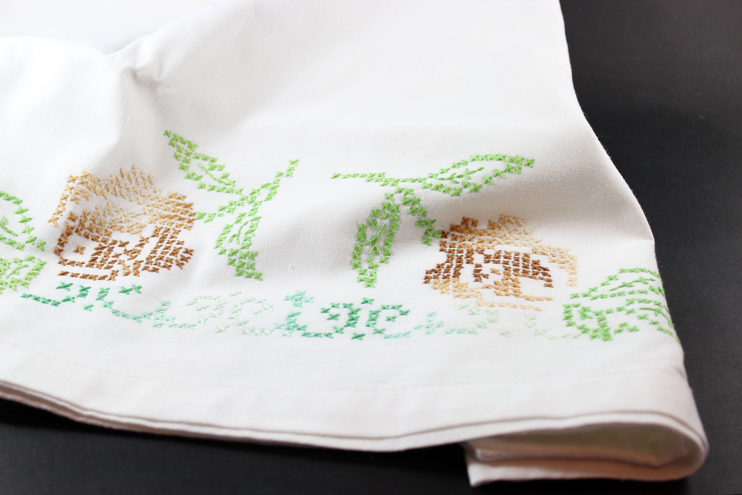 Vintage Cross Stitched Pillow Cases