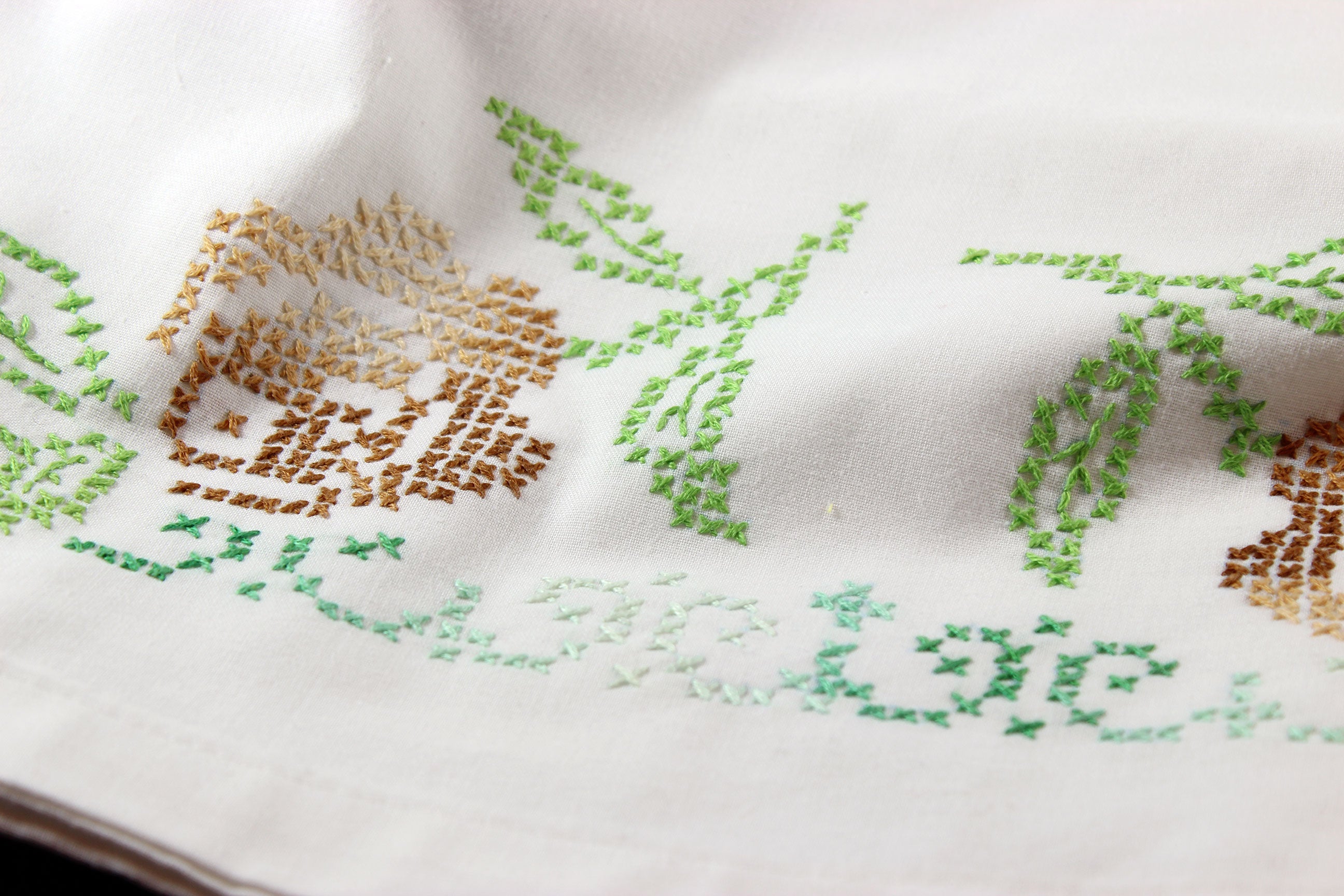 Vintage Cross Stitched Pillow Cases