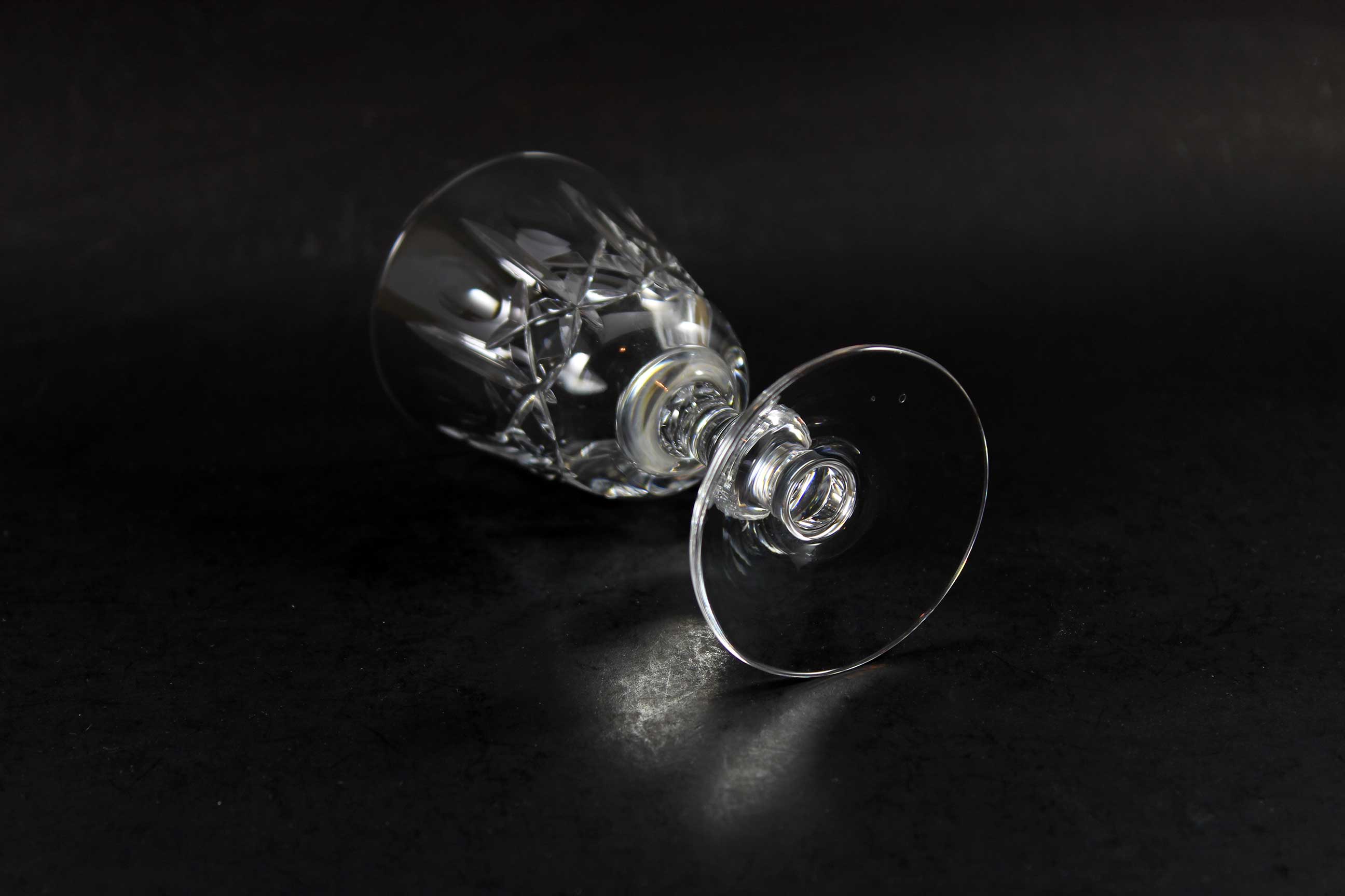 Cross and Olive Crystal, Sherry or Port Glasses