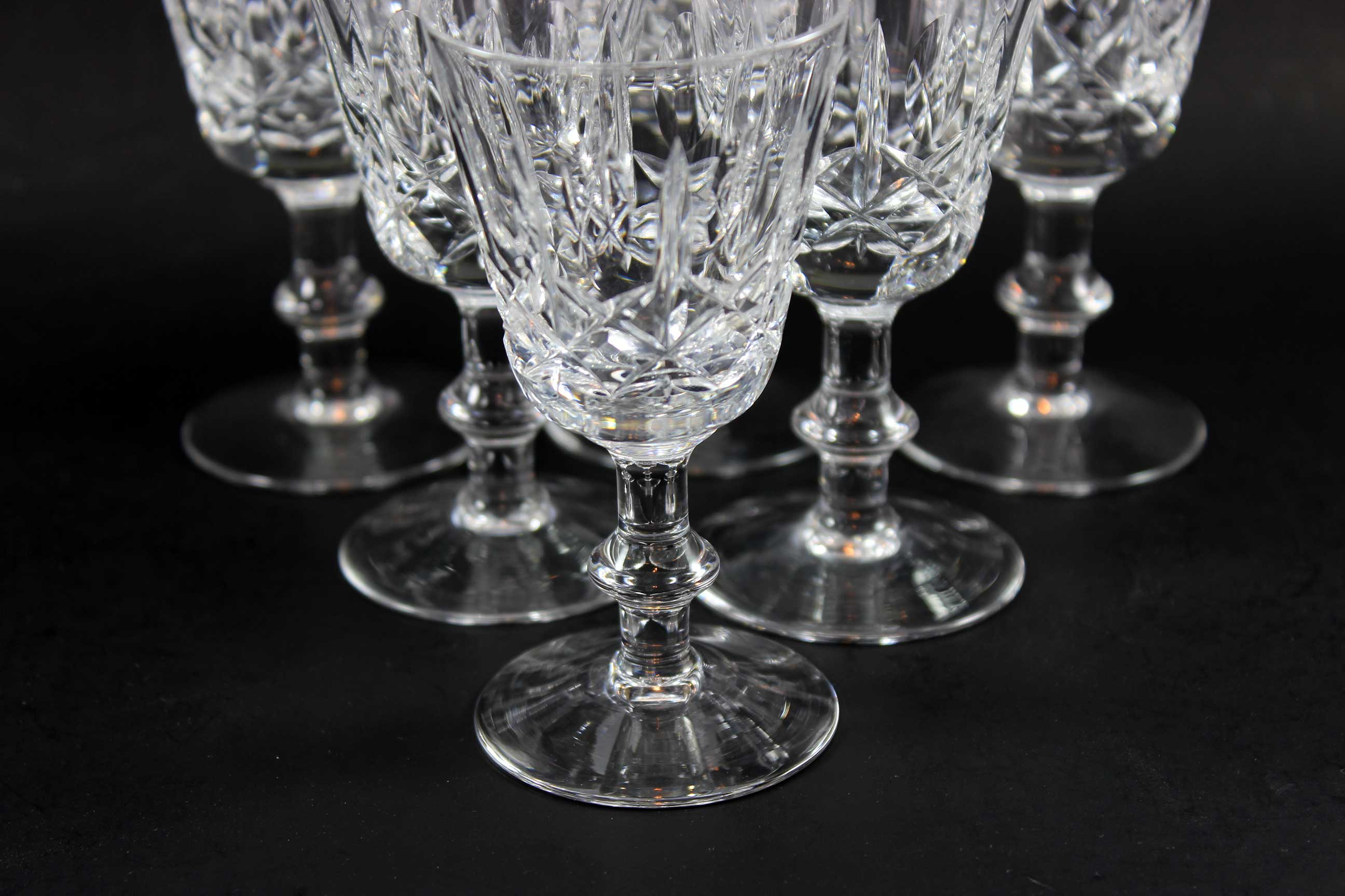 Cross and Olive Crystal, Sherry or Port Glasses