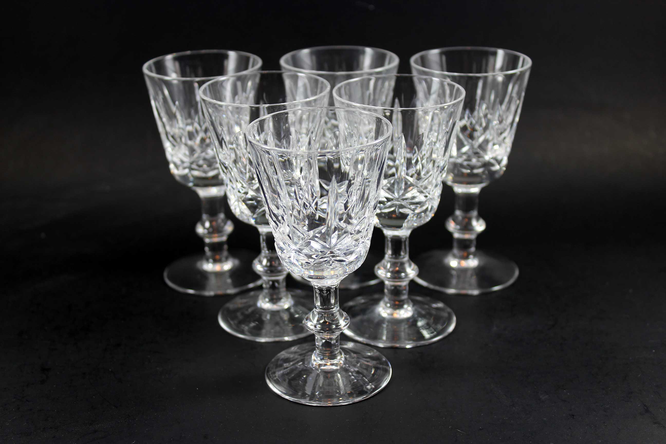 Cross and Olive Crystal, Sherry or Port Glasses