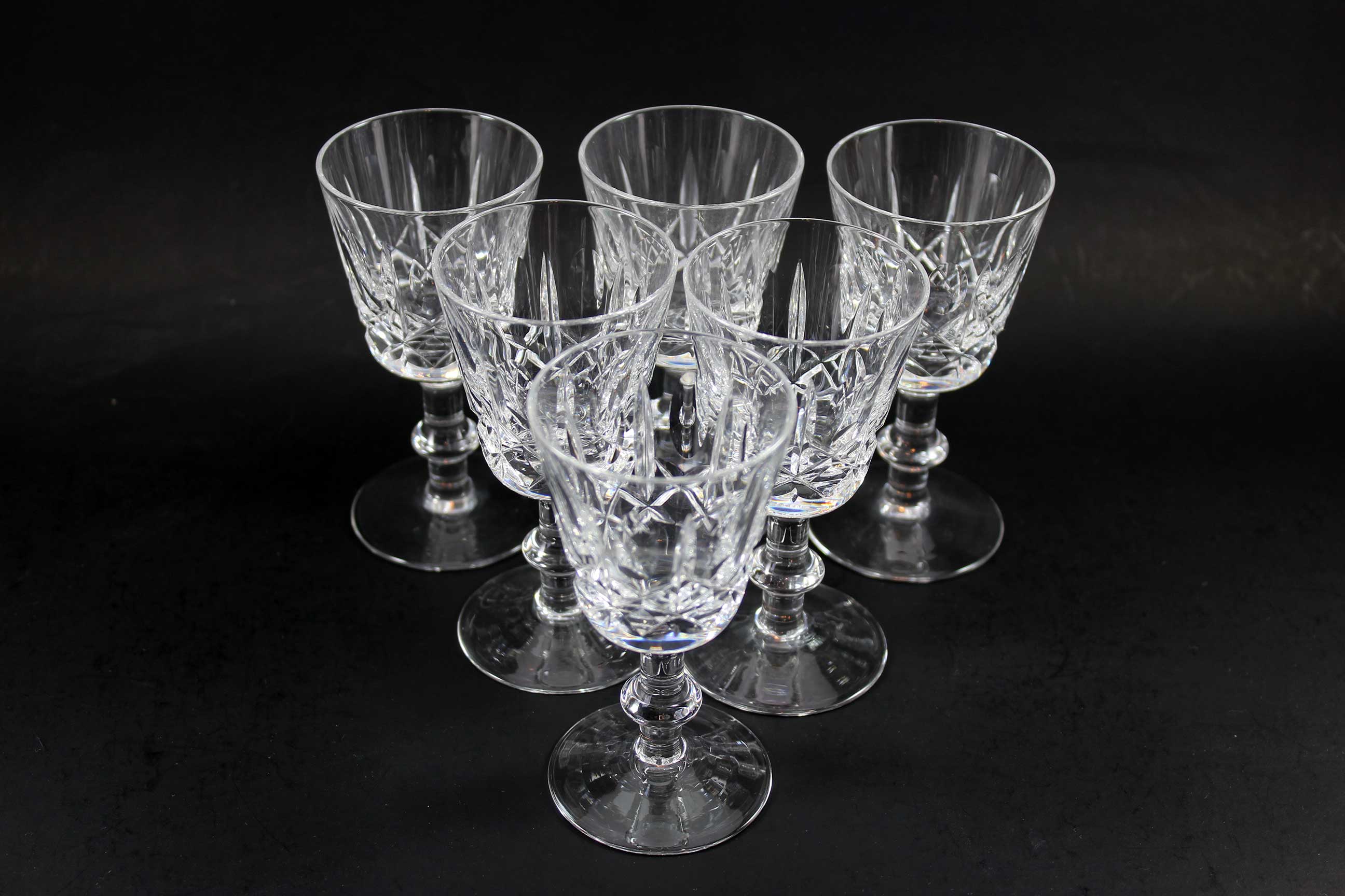 Cross and Olive Crystal, Sherry or Port Glasses