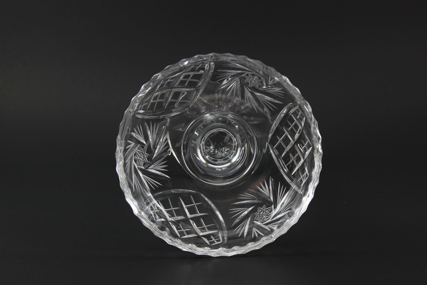 Czech Bohemia Pinwheel Crystal Pedestal Candy Dish