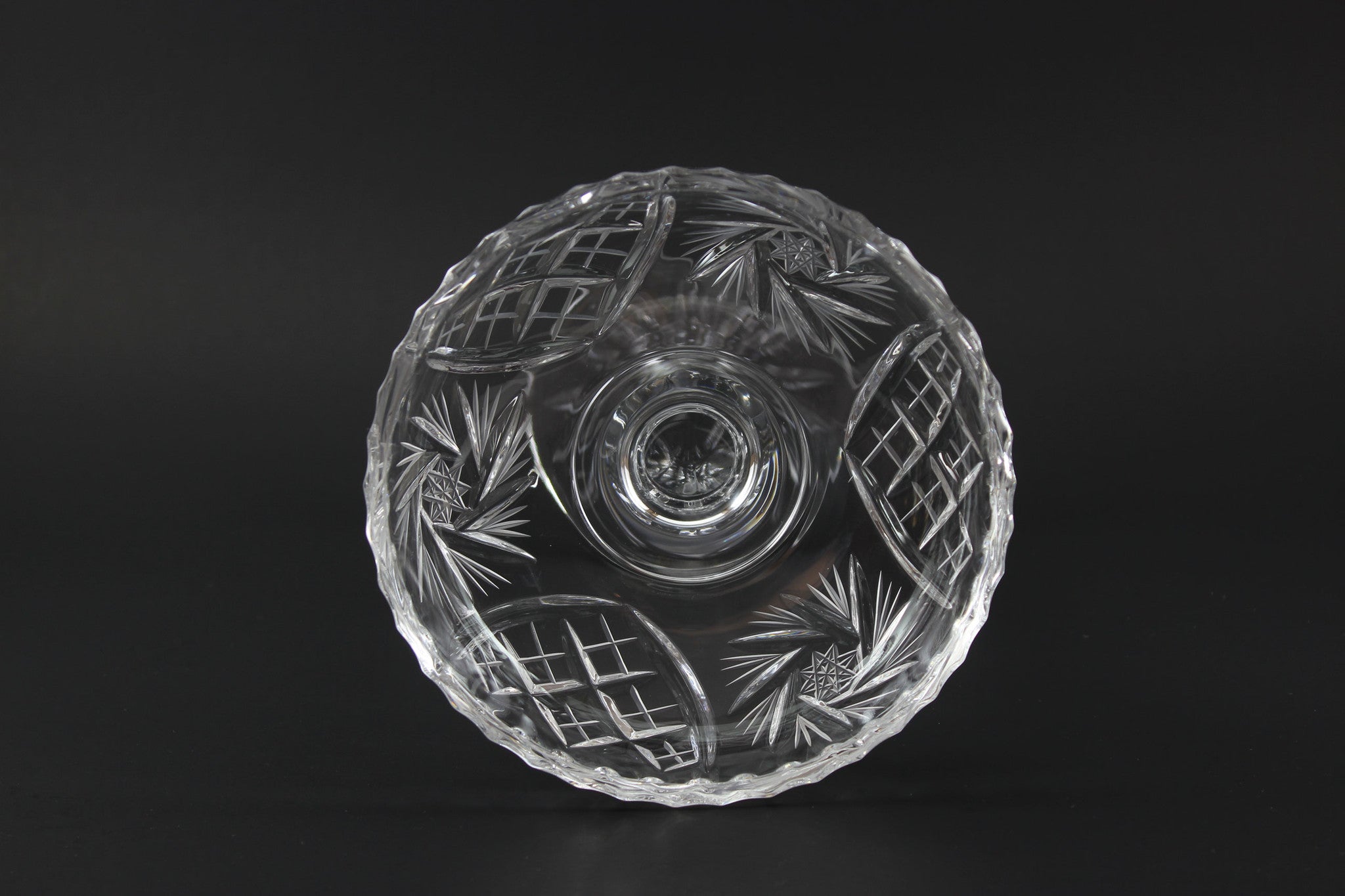 Czech Bohemia Pinwheel Crystal Pedestal Candy Dish