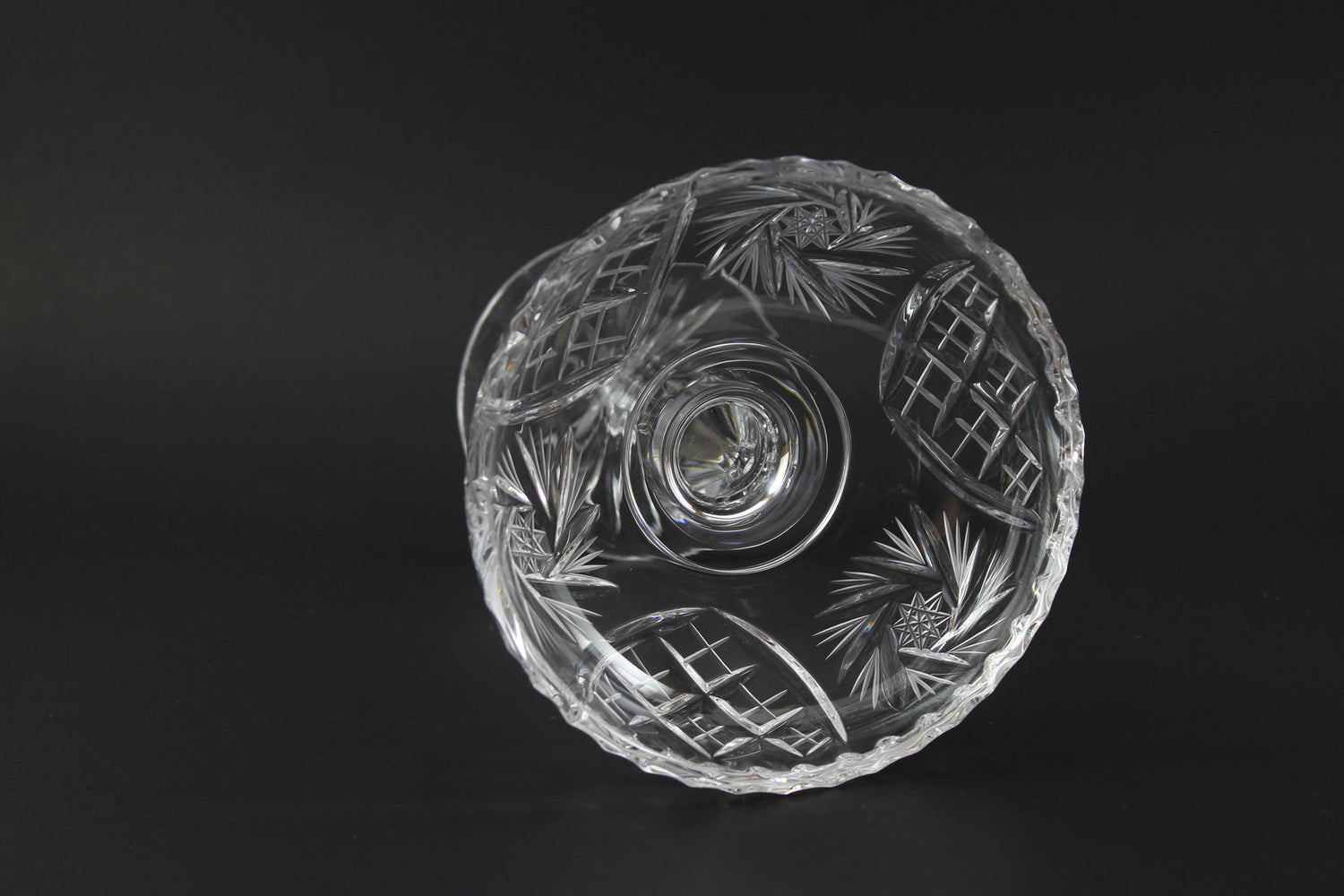 Czech Bohemia Pinwheel Crystal Pedestal Candy Dish
