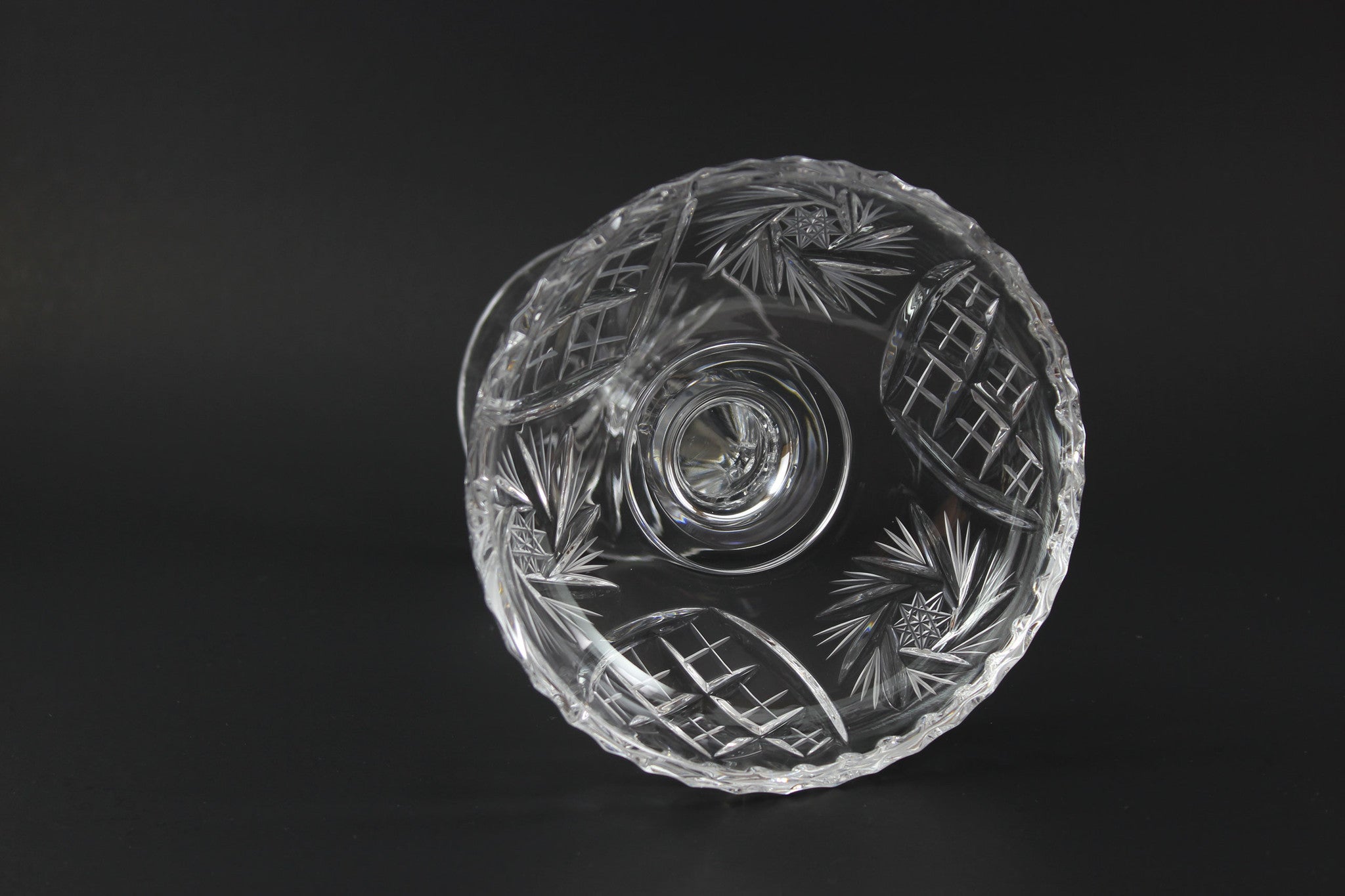 Czech Bohemia Pinwheel Crystal Pedestal Candy Dish