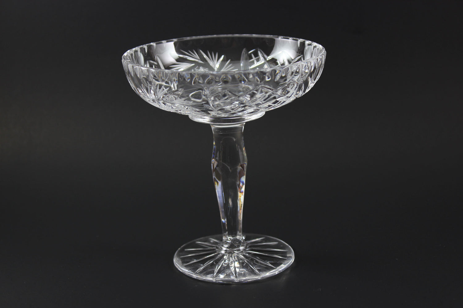Czech Bohemia Pinwheel Crystal Pedestal Candy Dish