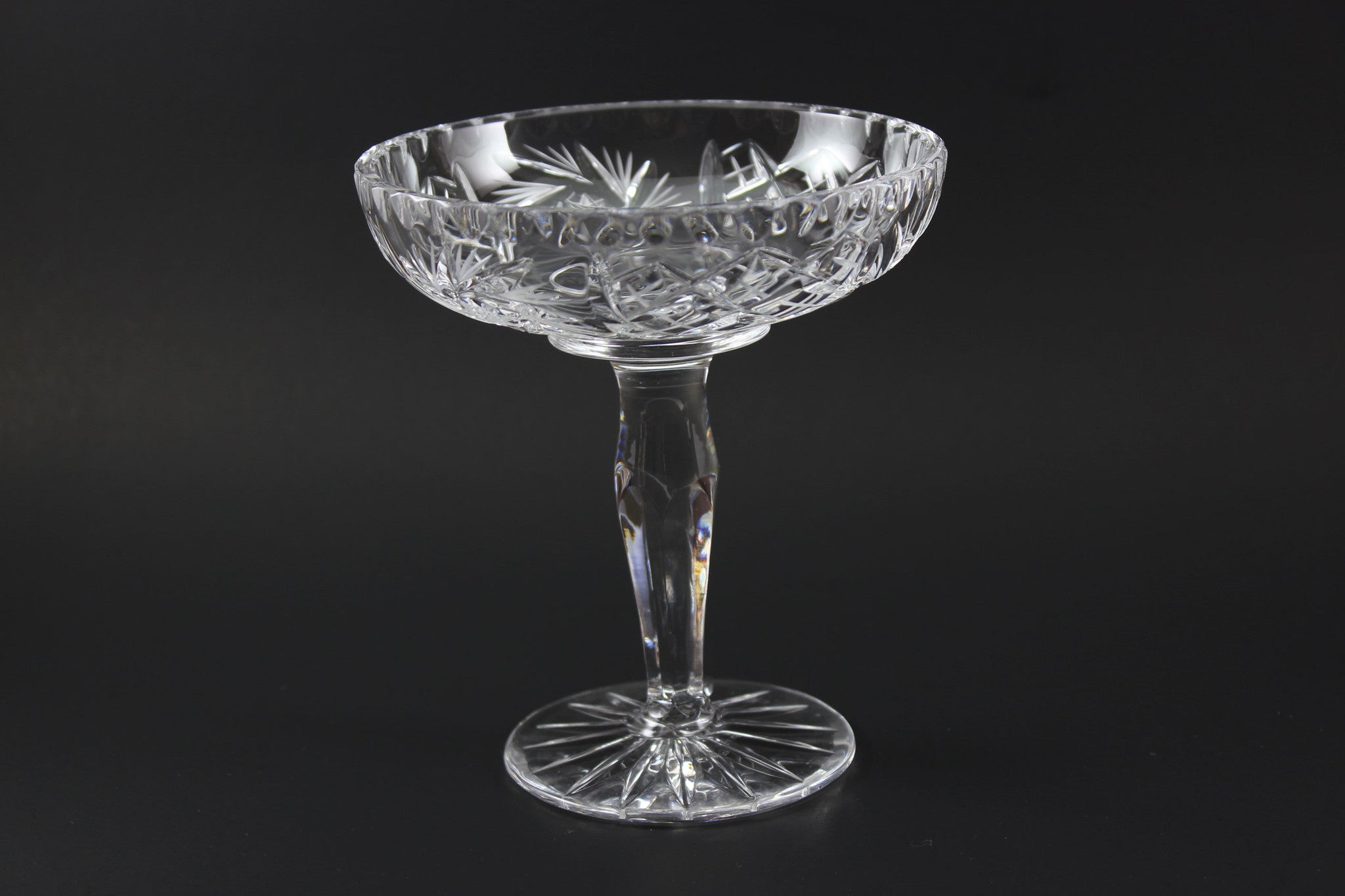 Czech Bohemia Pinwheel Crystal Pedestal Candy Dish