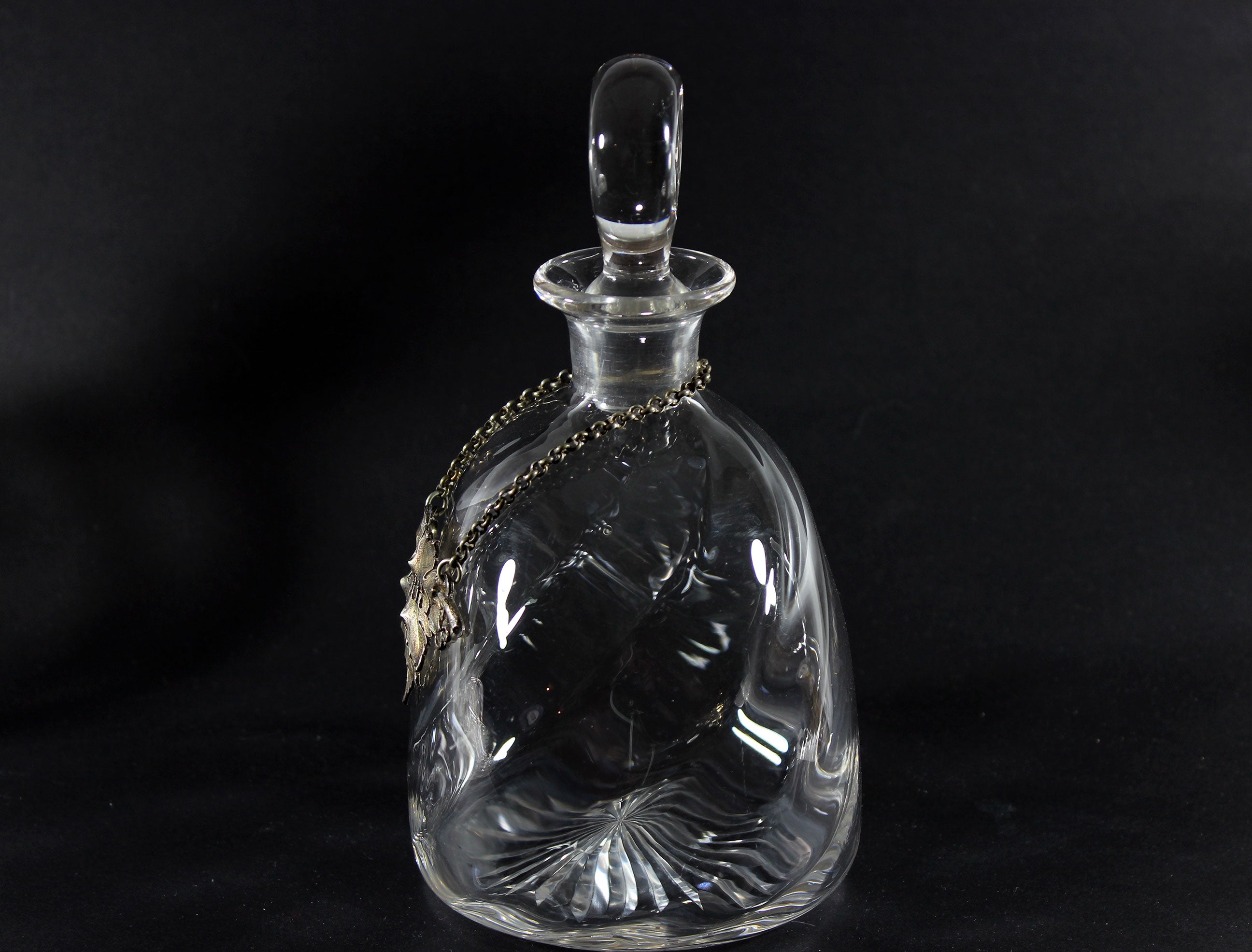 Antique Glass Decanter with Victorian Sterling Sherry Bar Label