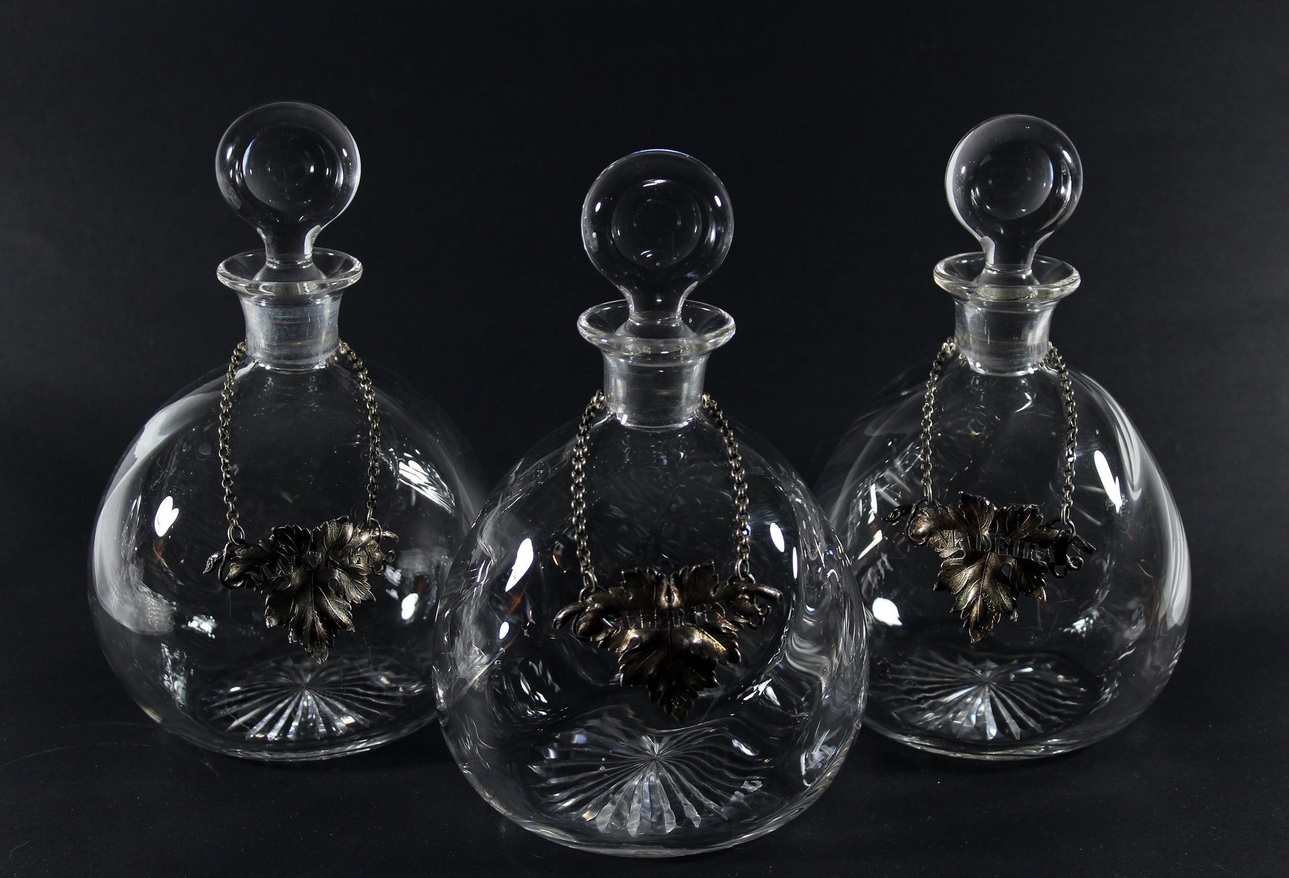 Antique Glass Decanter with Victorian Sterling Sherry Bar Label
