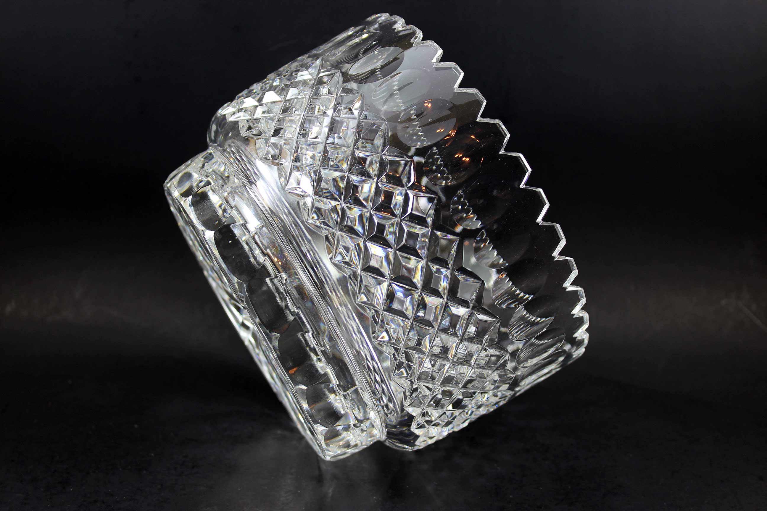 Large Diamond Cut Crystal Bowl
