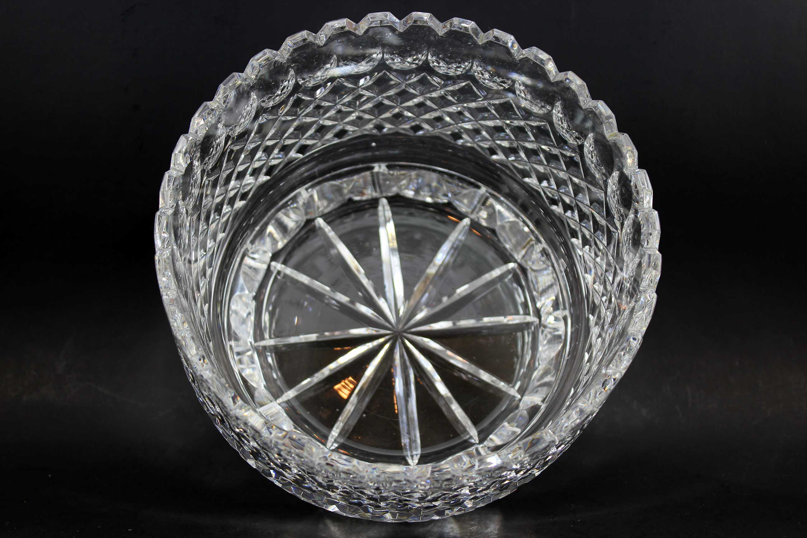 Large Diamond Cut Crystal Bowl