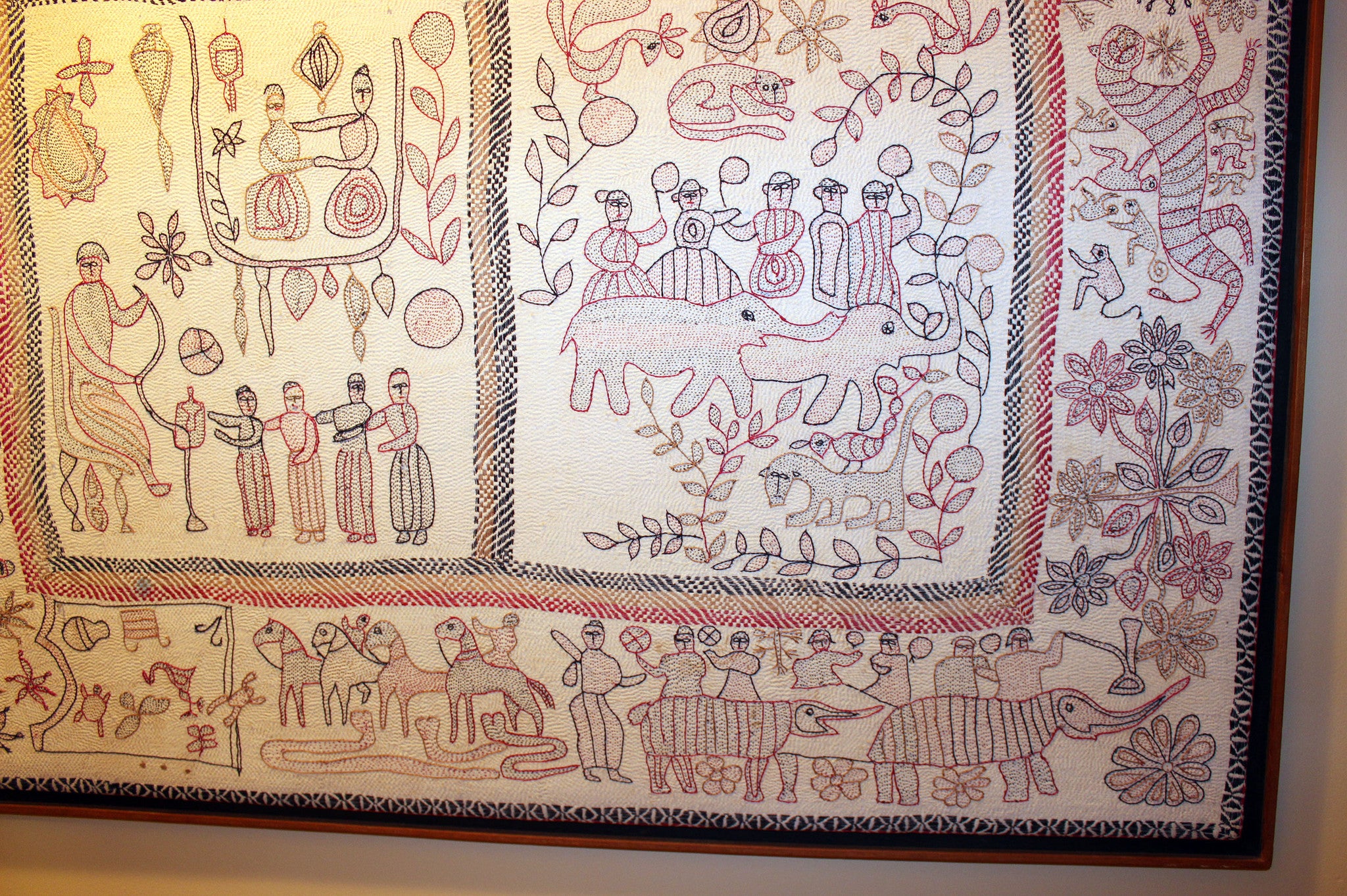 Large, Hand Stitched Mural in Frame
