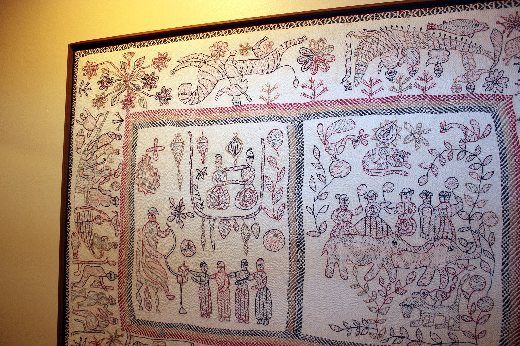 Large, Hand Stitched Mural in Frame